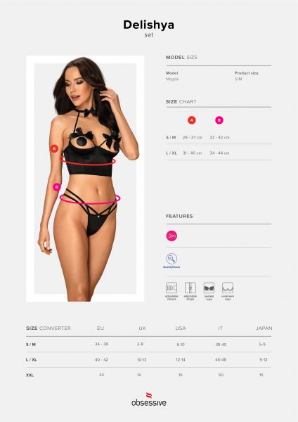 Комплект Obsessive Delishya set 2-pcs black S / M