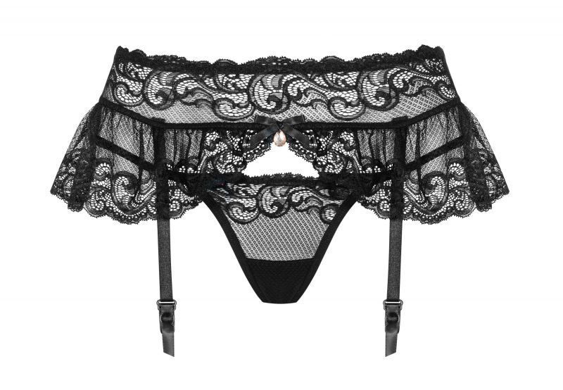 Пояс для панчіх чорний Obsessive 830-GAR-1 garter belt S / M