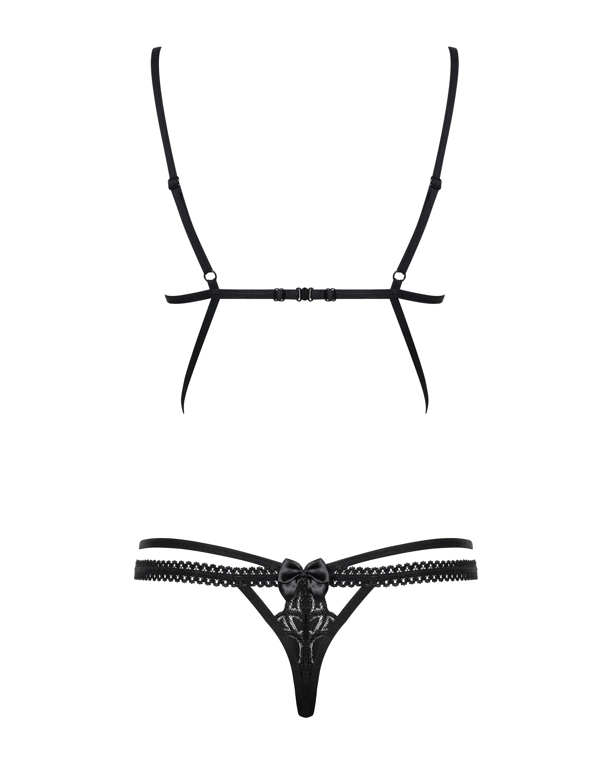 Боді мереживне зі стрепами Obsessive Wonderia чорний, S/M