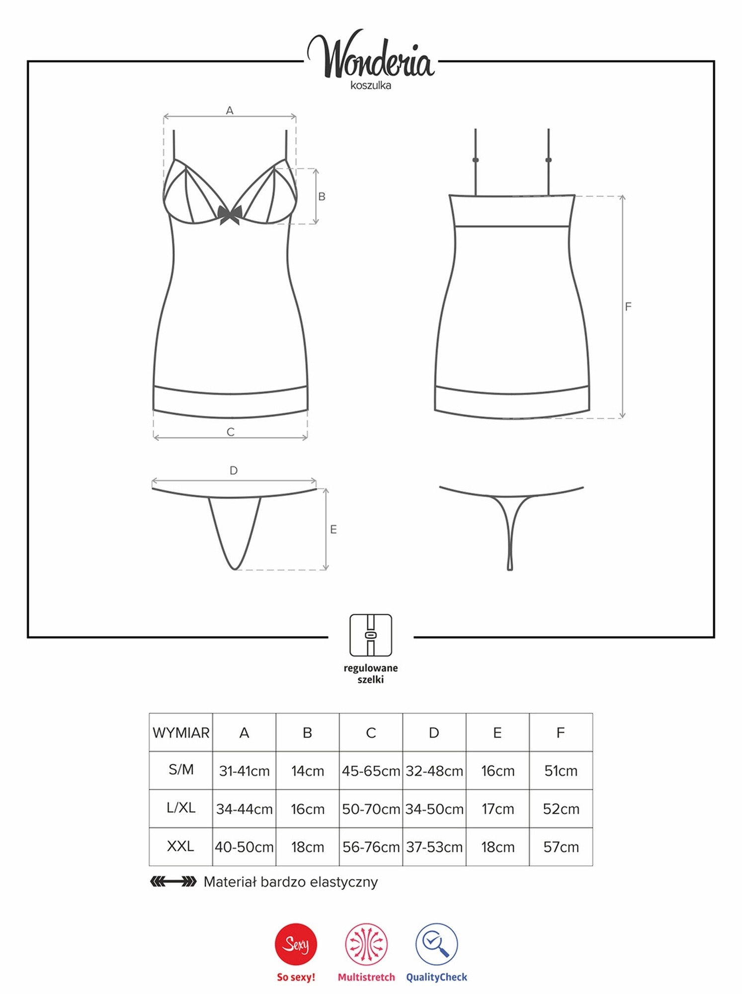 Сорочка Obsessive Wonderia chemise & thong black L/XL