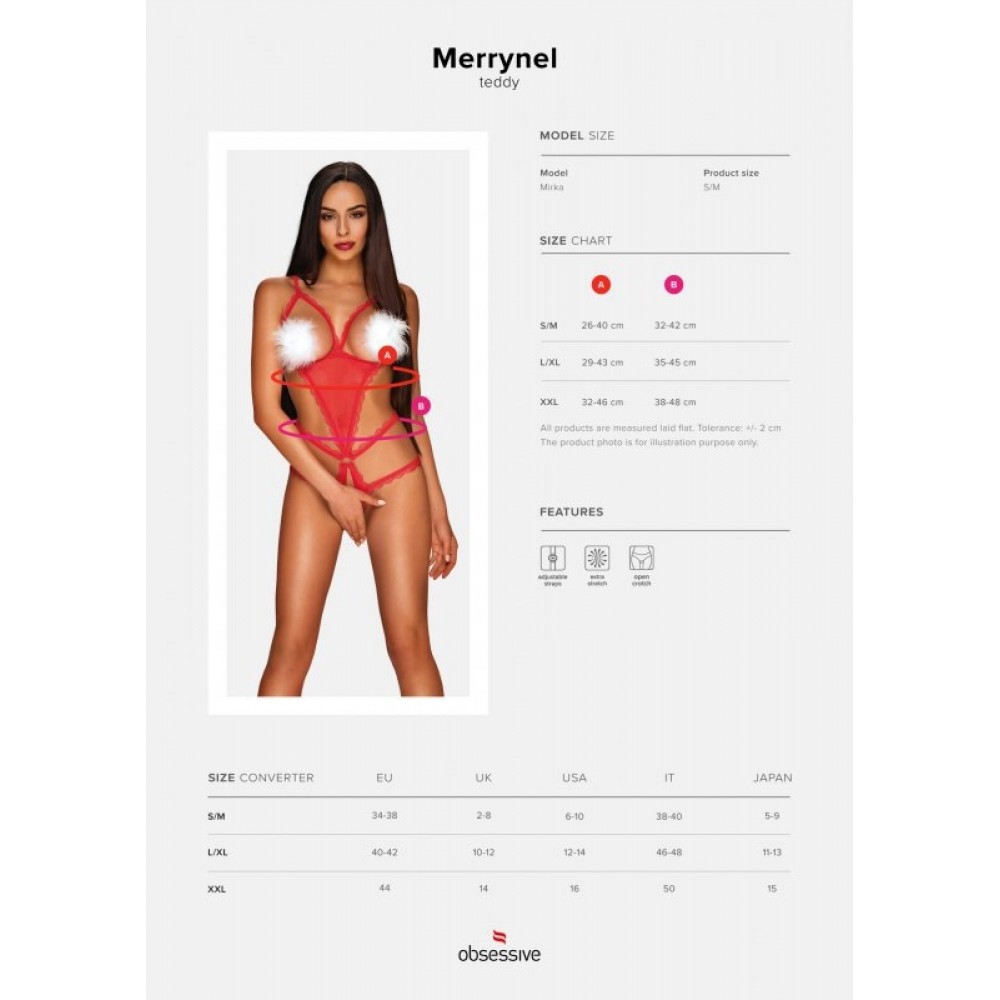 Комплект-боди Obsessive Merrynel set S/M Красный