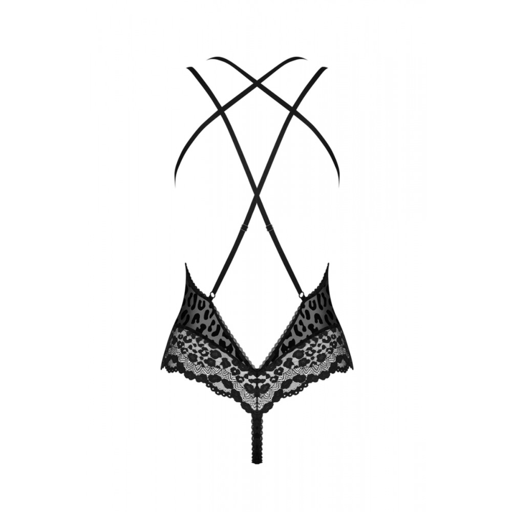 Боди с леопардовым принтом Obsessive Giully, черный, L\XL
