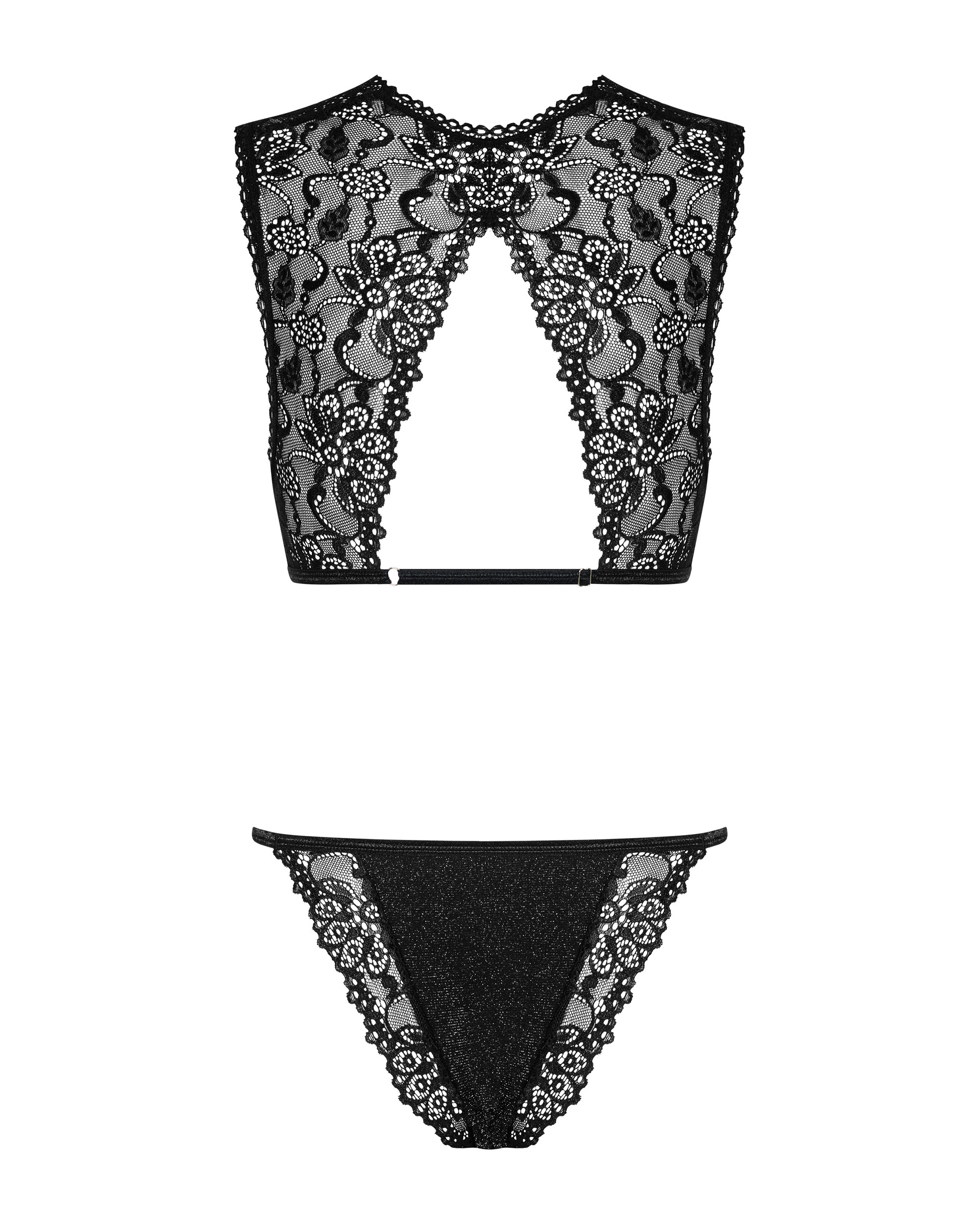Комплект кружевного белья Obsessive Elisetta set Black L/XL