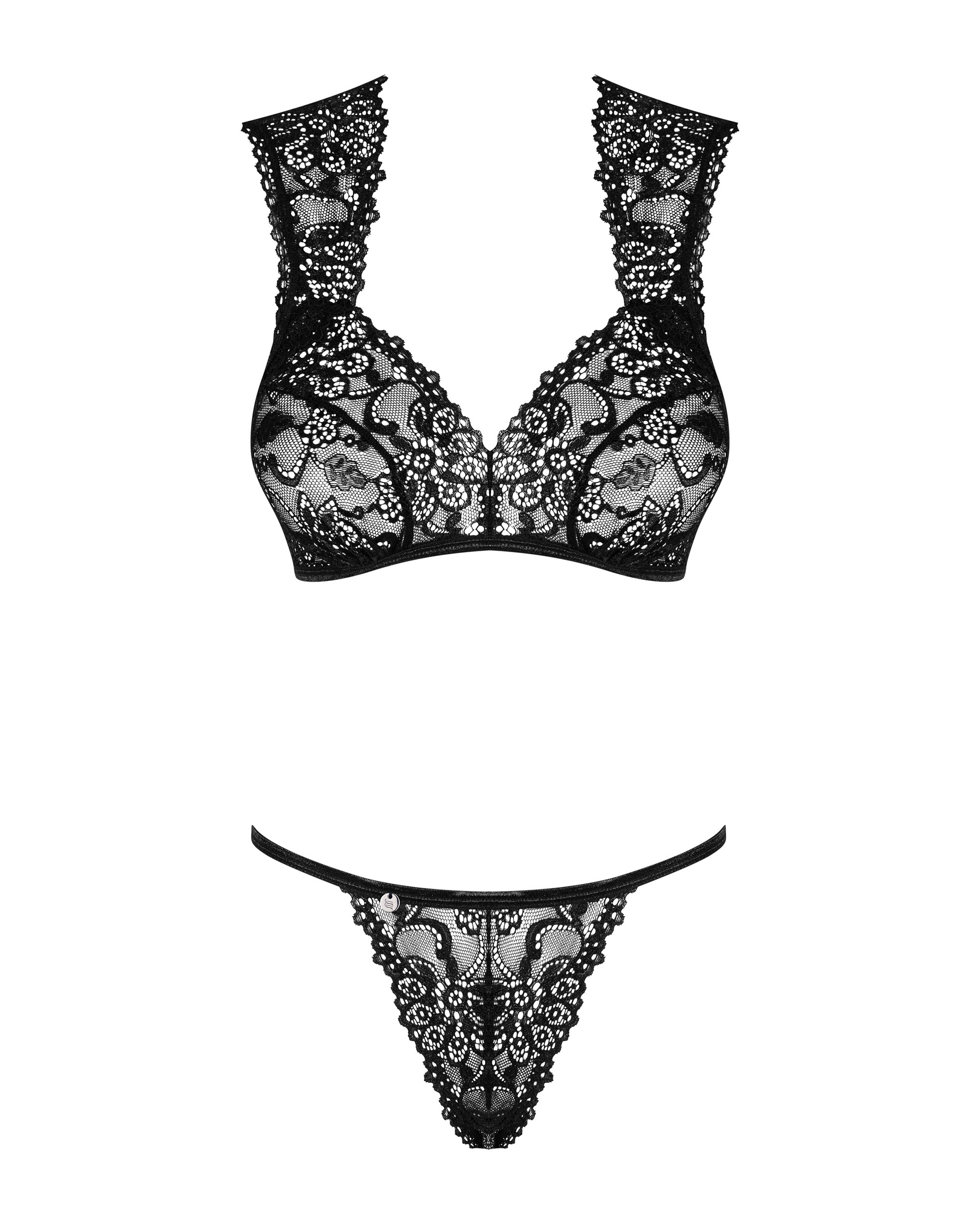 Комплект кружевного белья Obsessive Elisetta set Black L/XL