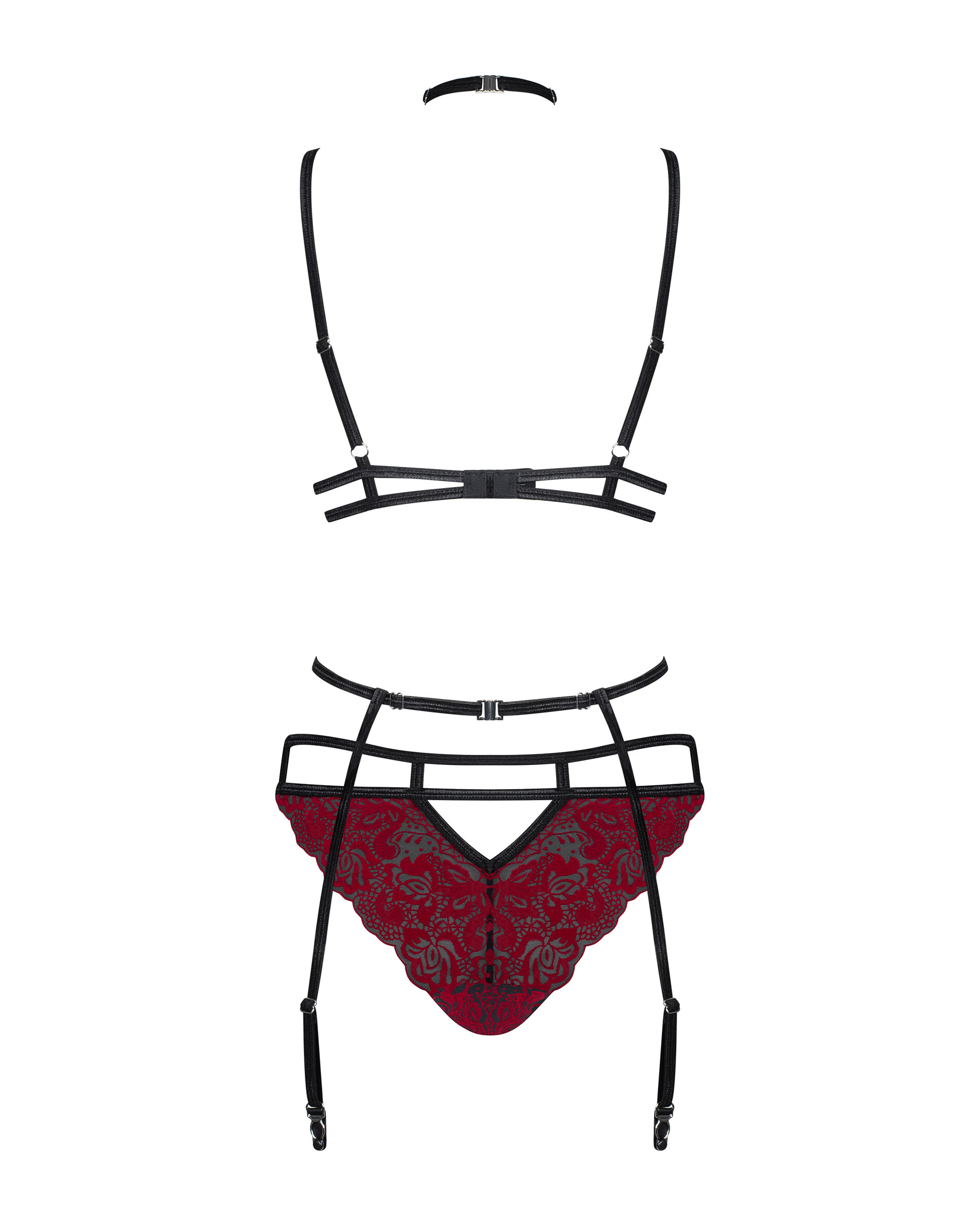 Комплект мереживний з поясом для панчох Obsessive Sugestina 3-pcs set L/XL