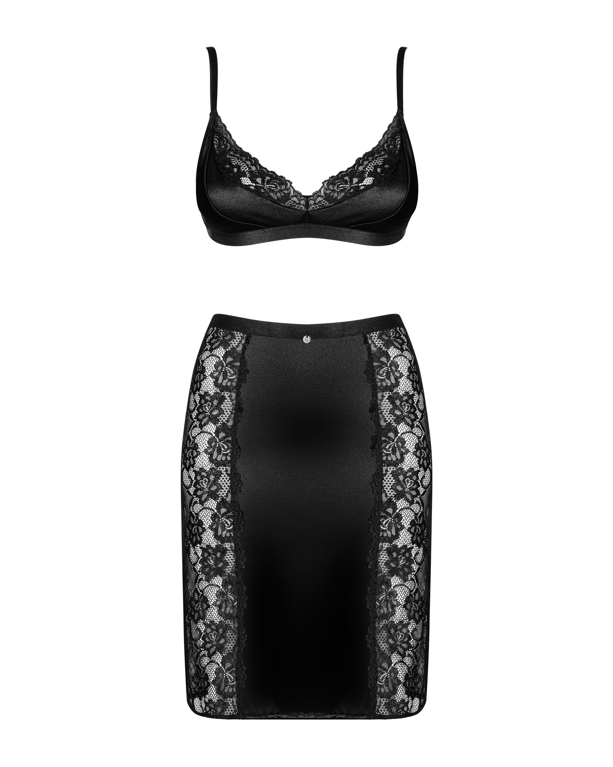 Комплект Obsessive Blanita (бюстгальтер та спідниця) Black L\LX