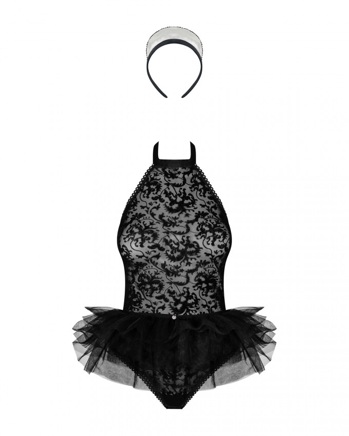 Костюм покоївки Obsessive Frilles Чорний S/M
