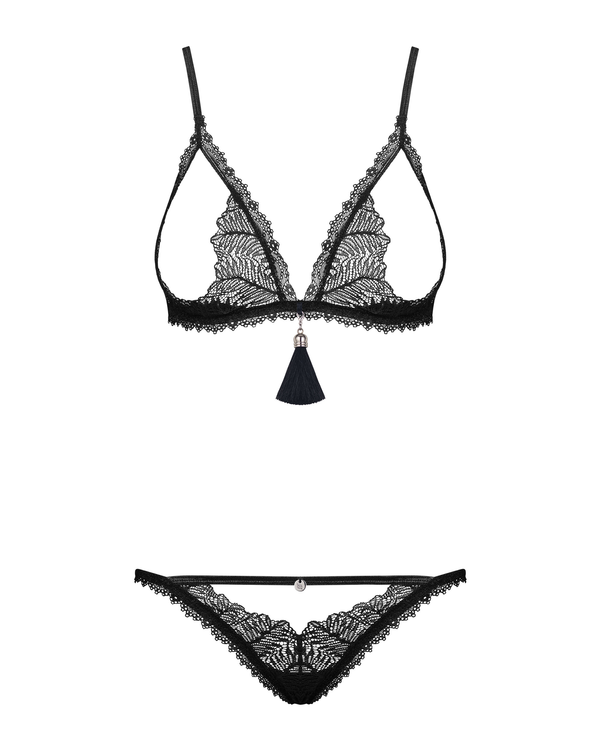 Комплект Obsessive Romanesa (Бюстгальтер та стрінги) Black S/M