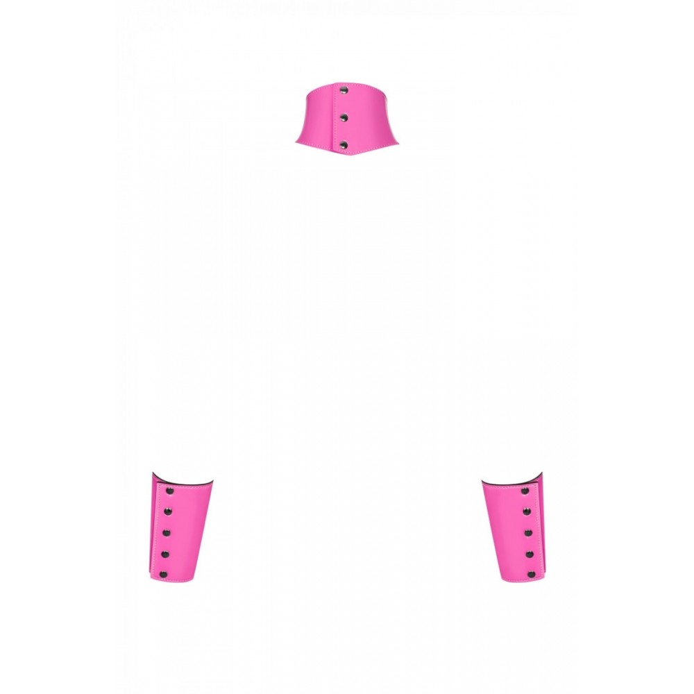Комплект чокер с наручниками Obsessive Lollypopy Cuffs One Size Розовые