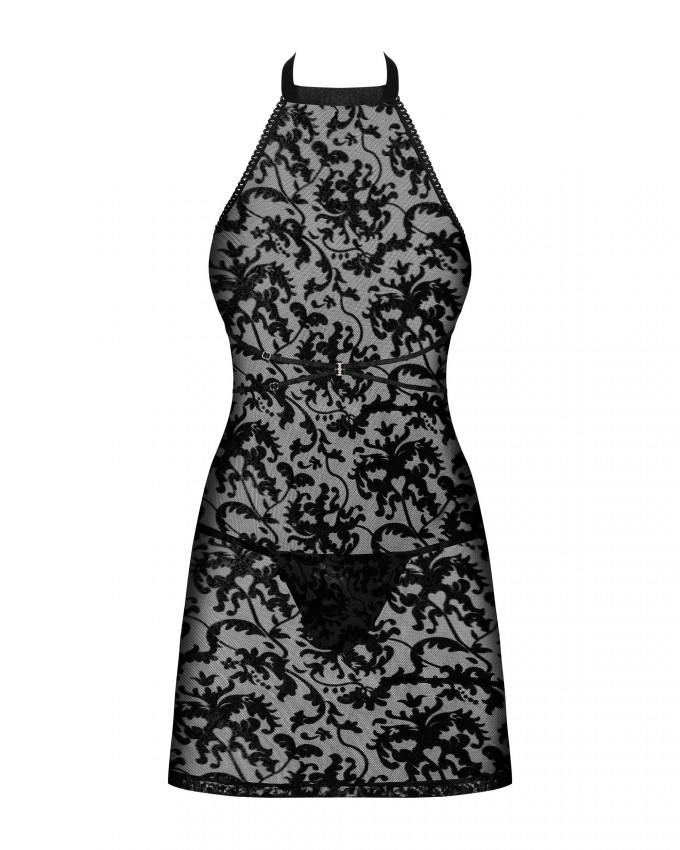 Пеньюар C трусиками Obsessive Softily chemise Black S\M