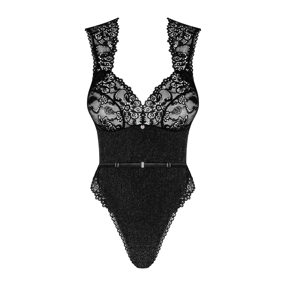Элегантное сексуальное боди Obsessive Elisetta черное, L/XL