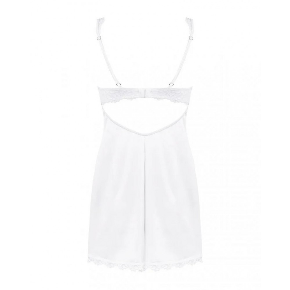 Пеньюар Obsessive Amor Blanco мереживний, з трусиками в комплекті, білий, L/XL