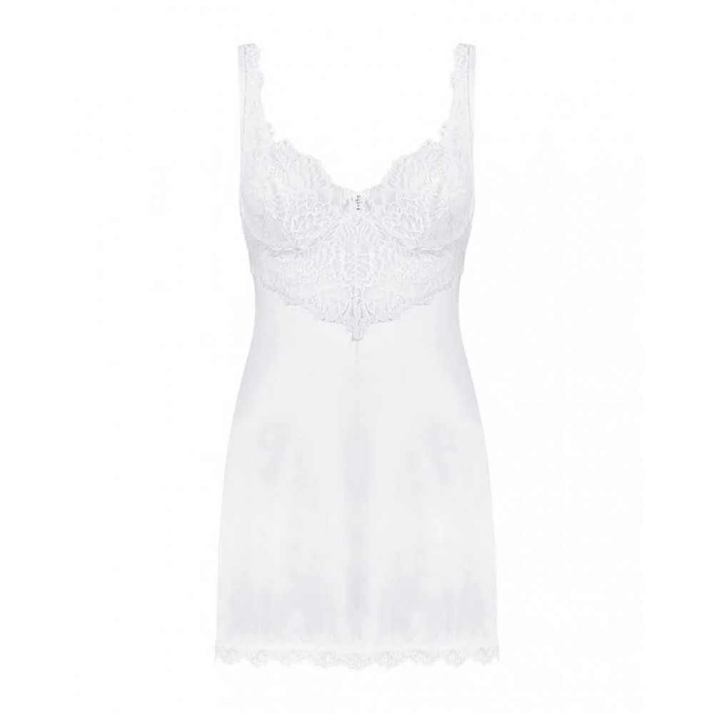 Пеньюар Obsessive Amor Blanco мереживний, з трусиками в комплекті, білий, L/XL