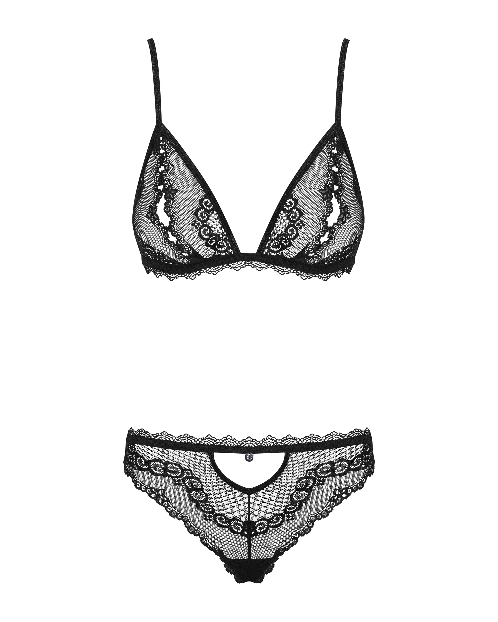 Сексуальний комплект із відкритими сосками Obsessive Millagro 2-pcs set black S/M