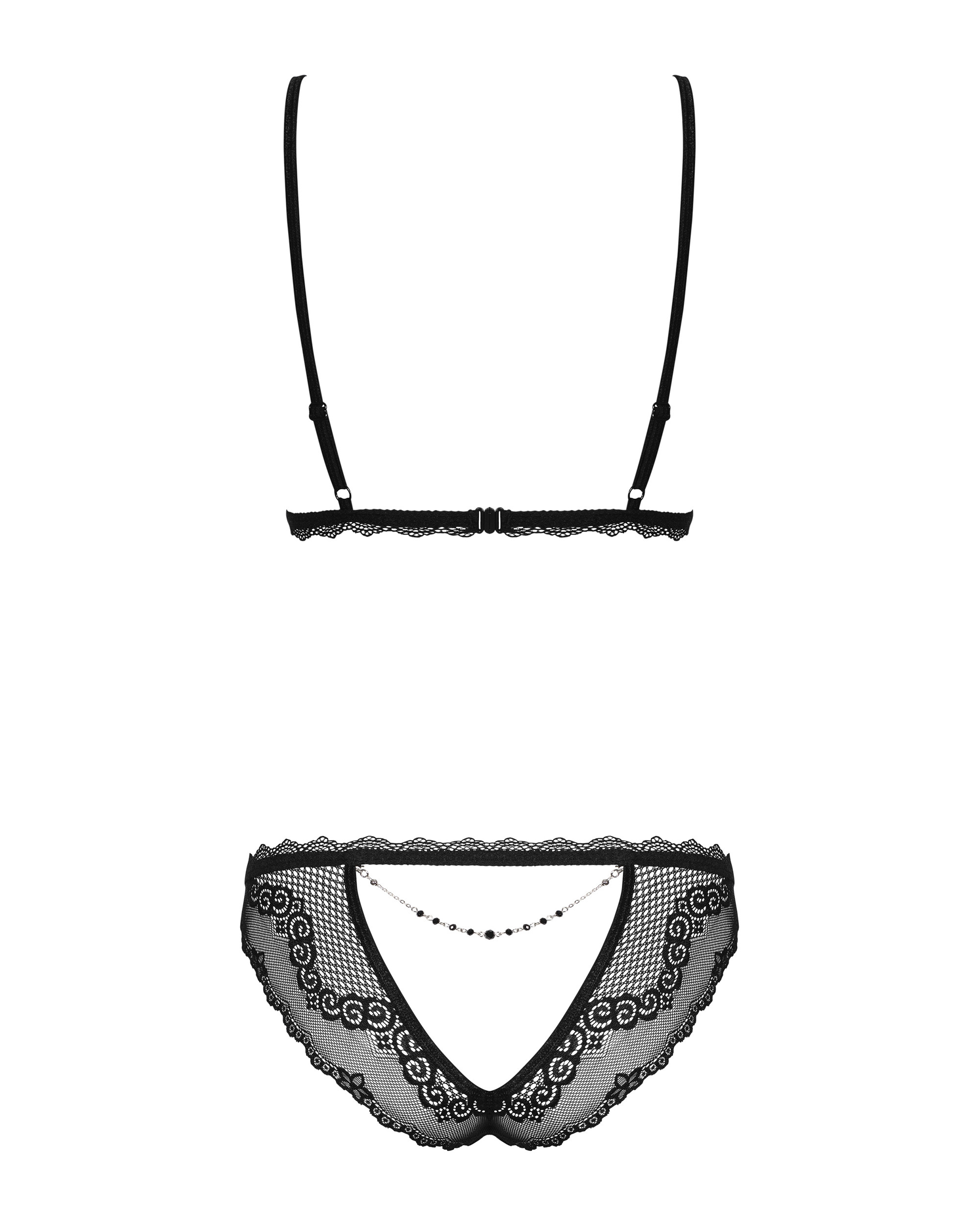 Сексуальний комплект із відкритими сосками Obsessive Millagro 2-pcs set black S/M