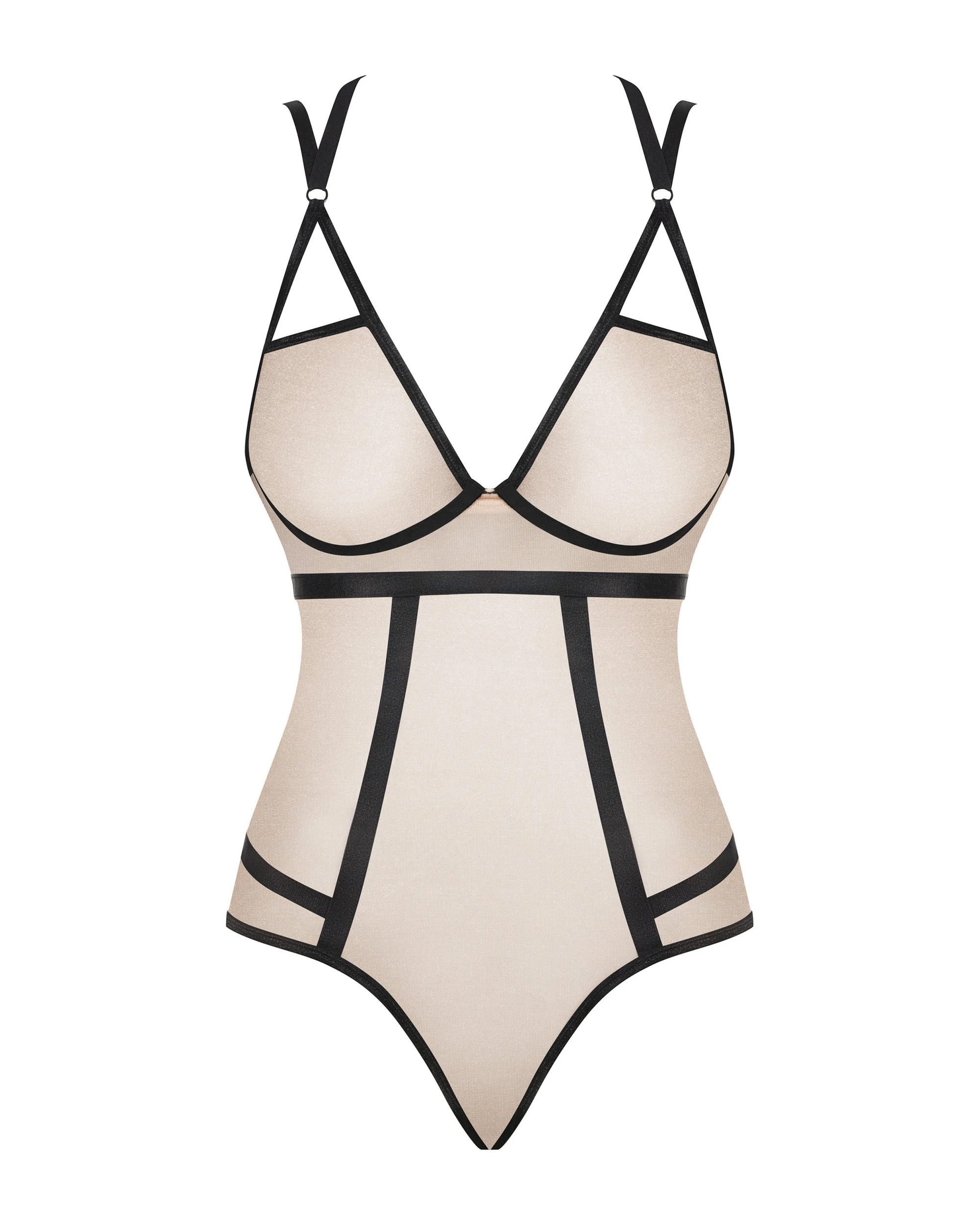 Боді з контрастними смугами Obsessive Nudelia teddy S/M