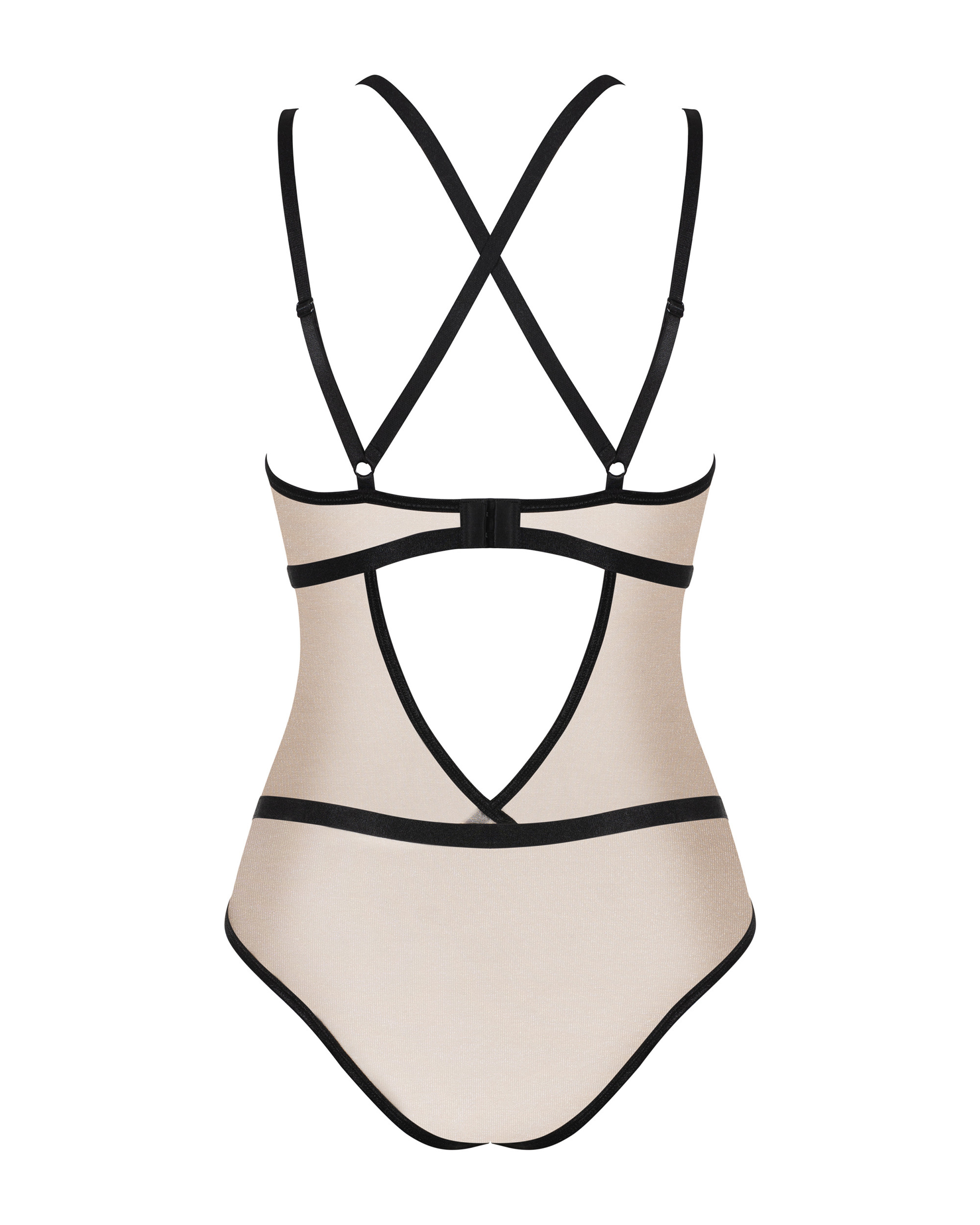 Боді з контрастними смугами Obsessive Nudelia teddy S/M