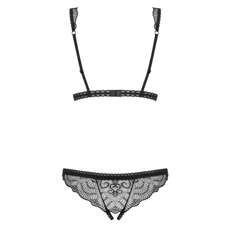 Кружевное боди с открытым доступом Obsessive Firella teddy black S/M