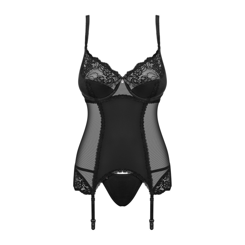 Комплект Obsessive Amallie корсет та стрінги S/M