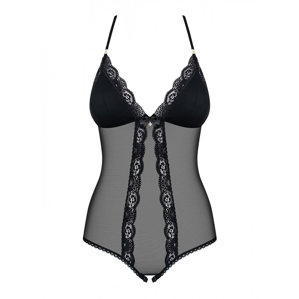 Боді із прозорої сіточки Obsessive 841-TED-1 з відкритим доступом, чорний, S/M