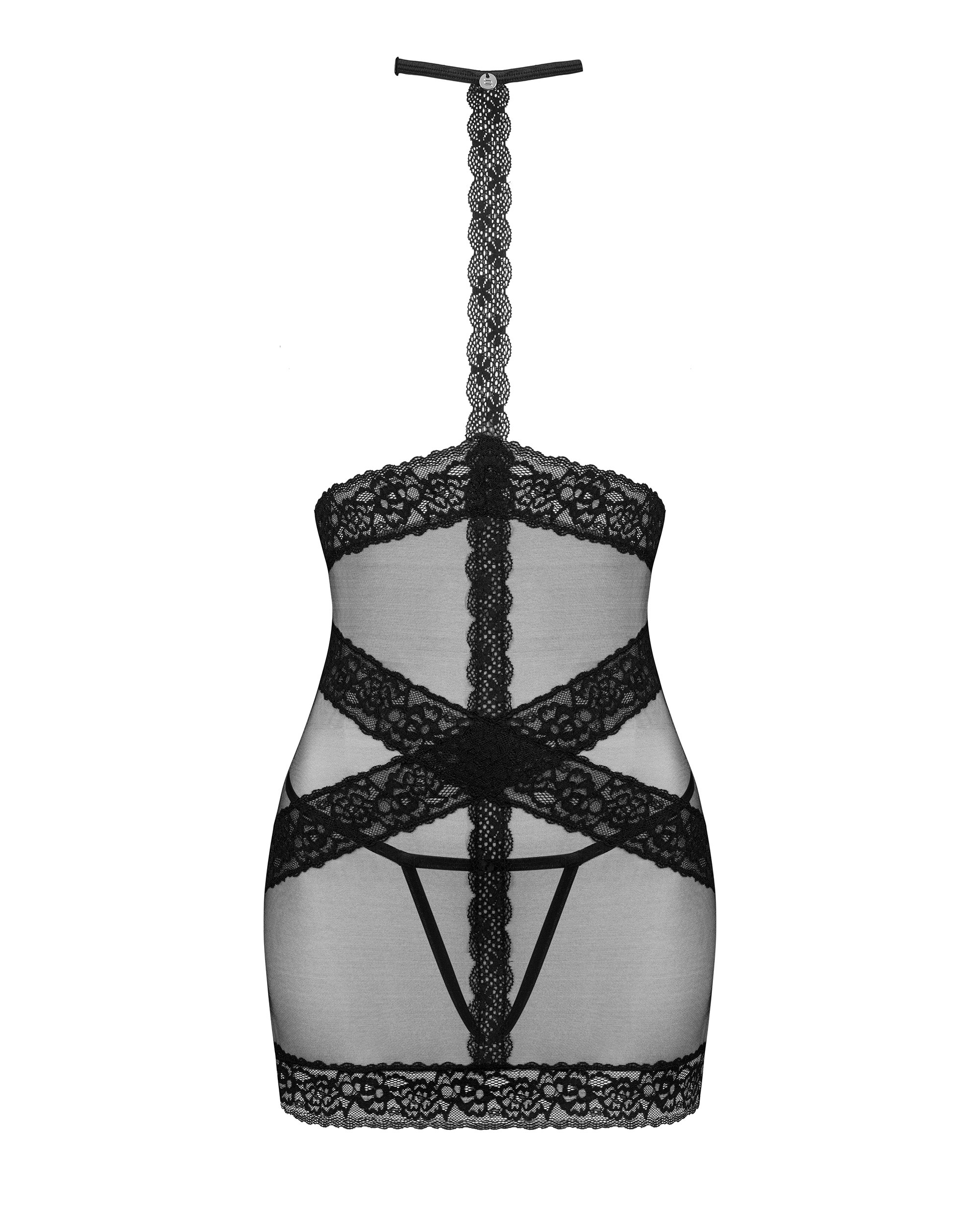 Сорочка з відкритими грудьми, стрінги Obsessive Lacrisia чорний, XS/S