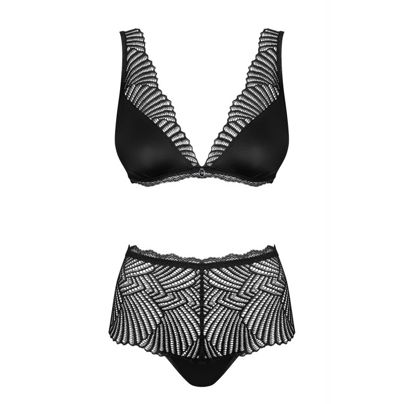Комплект мереживний Obsessive Klarita чорний, S/M