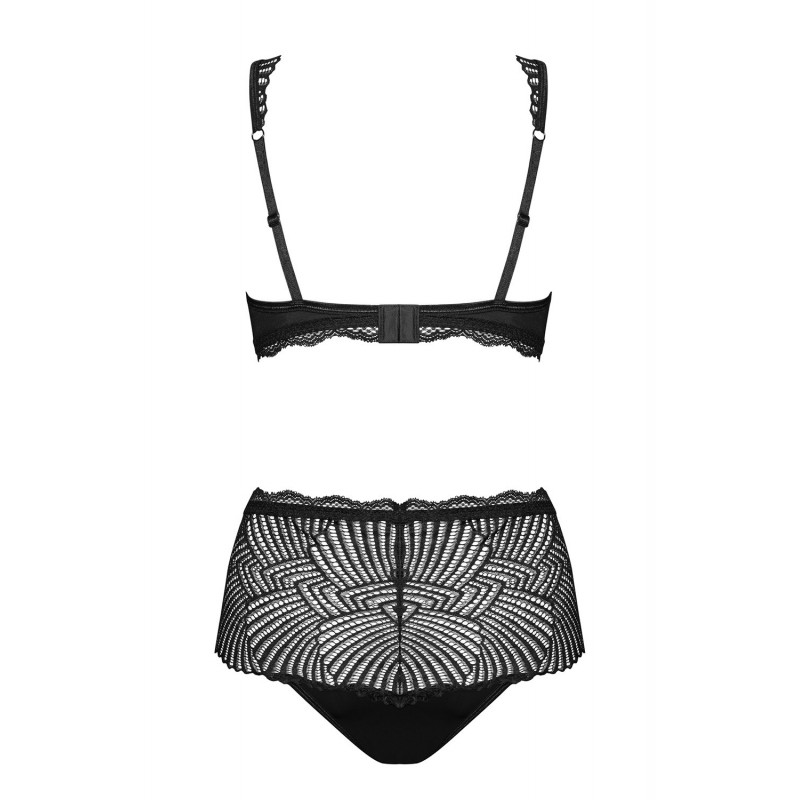 Комплект мереживний Obsessive Klarita чорний, S/M