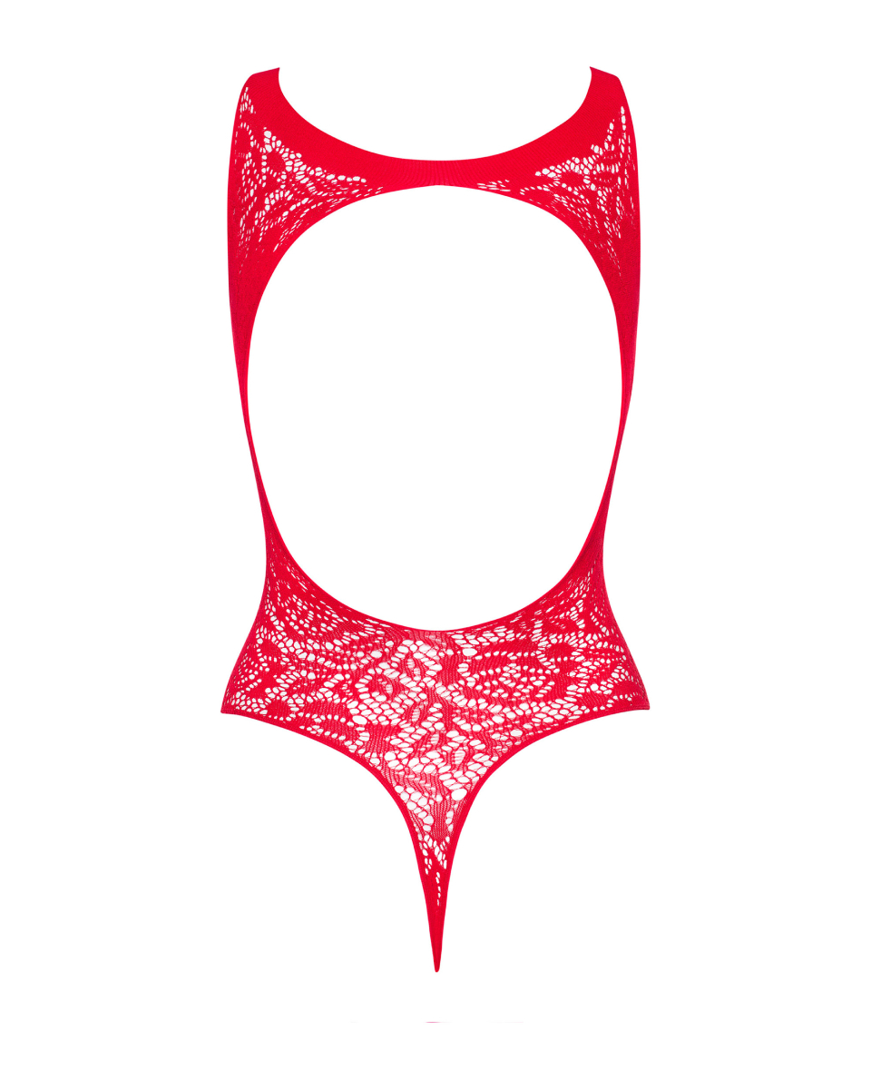 Боді з декоративними переплетеннями Obsessive B120, червоний, S/M/L