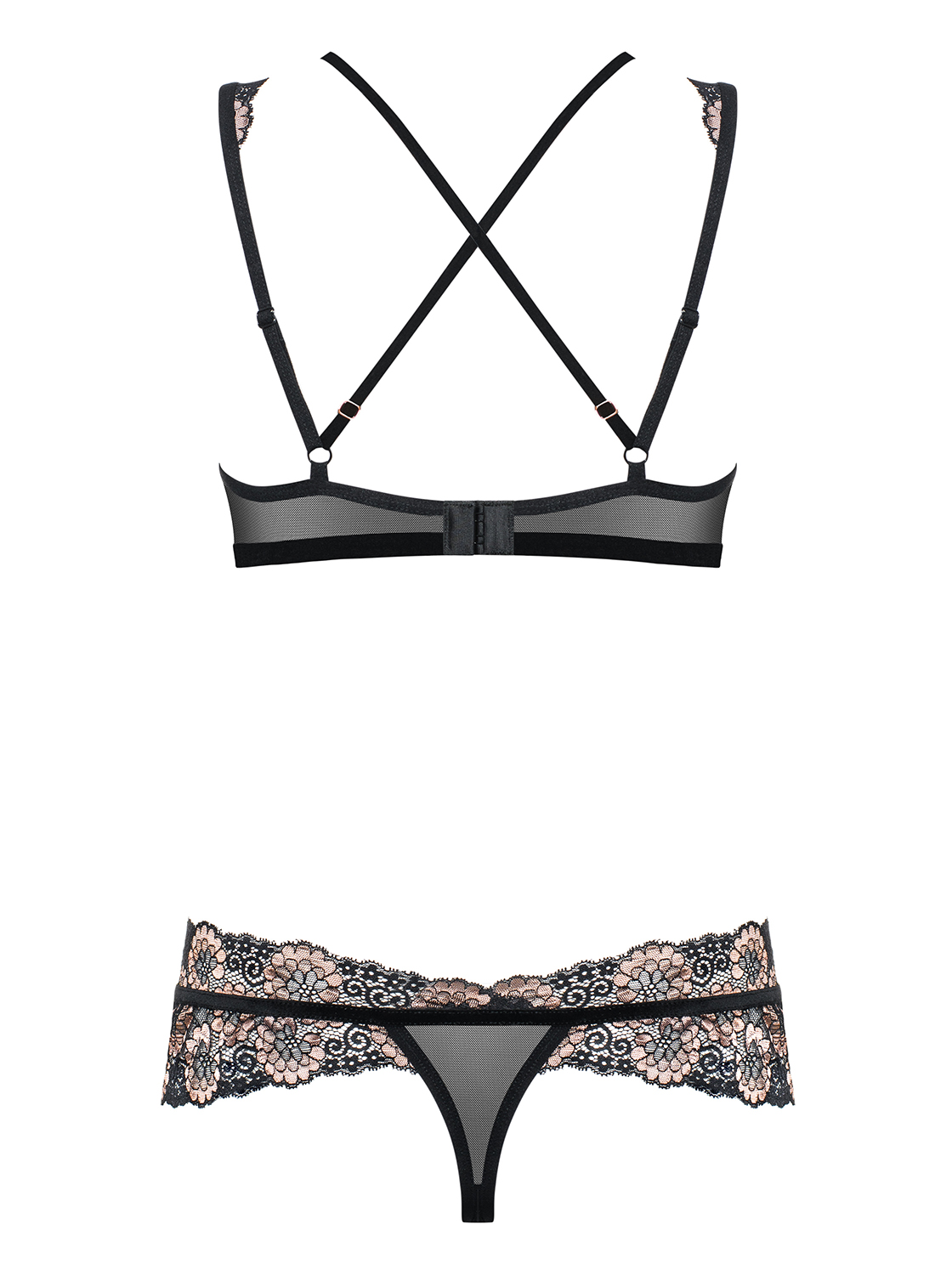 Боди кружевное Obsessive 873-SEA-1 с узорами, черный, S/M