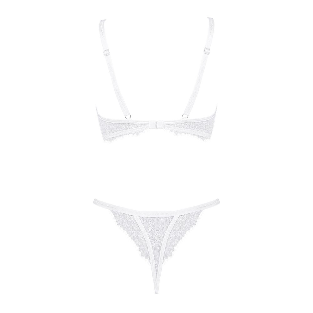 Комплект ажурний Obsessive Bianelle білий, S/M