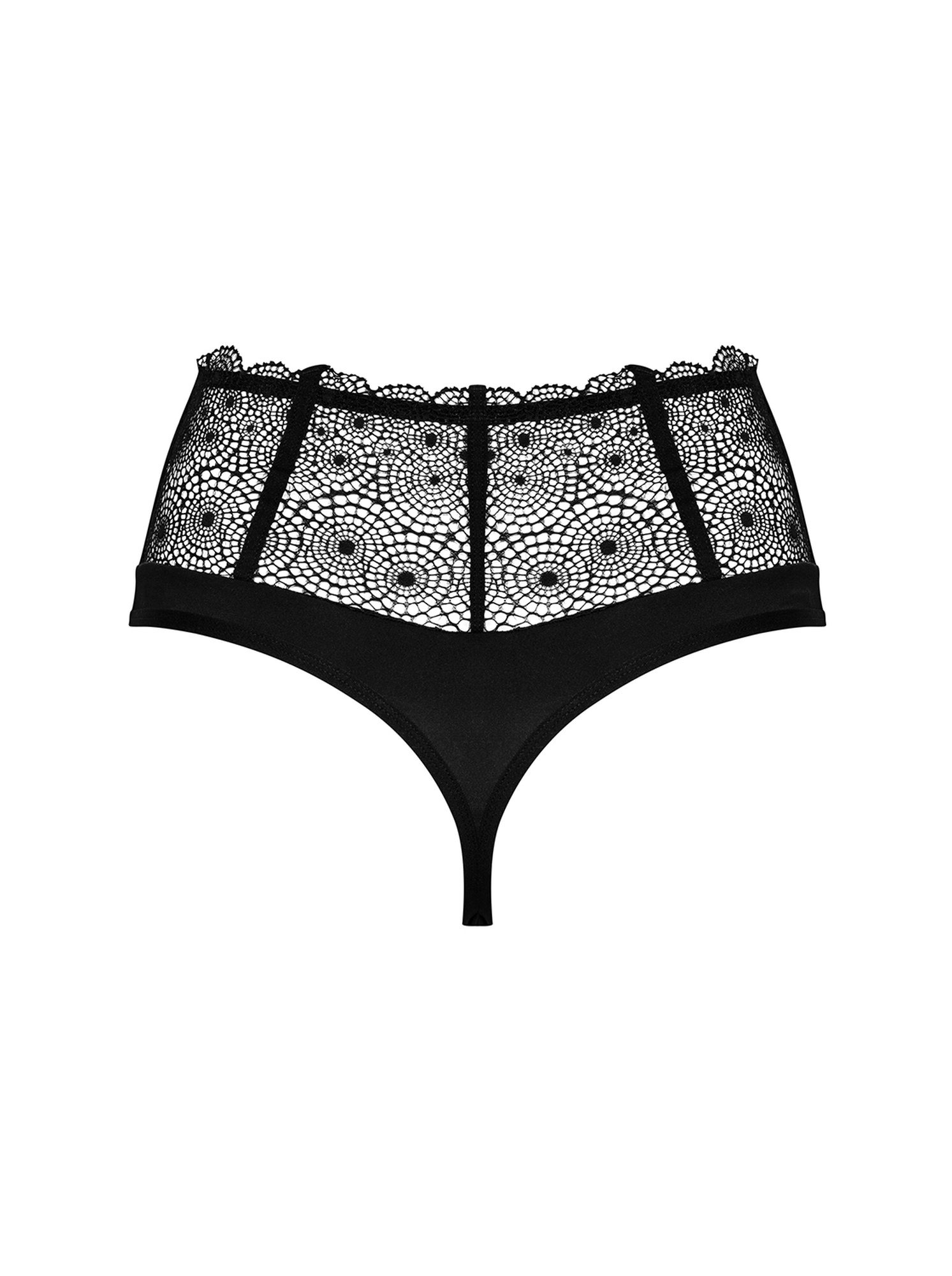 Трусики стринги с завышенной талией Obsessive Sharlotte, черный, S/M