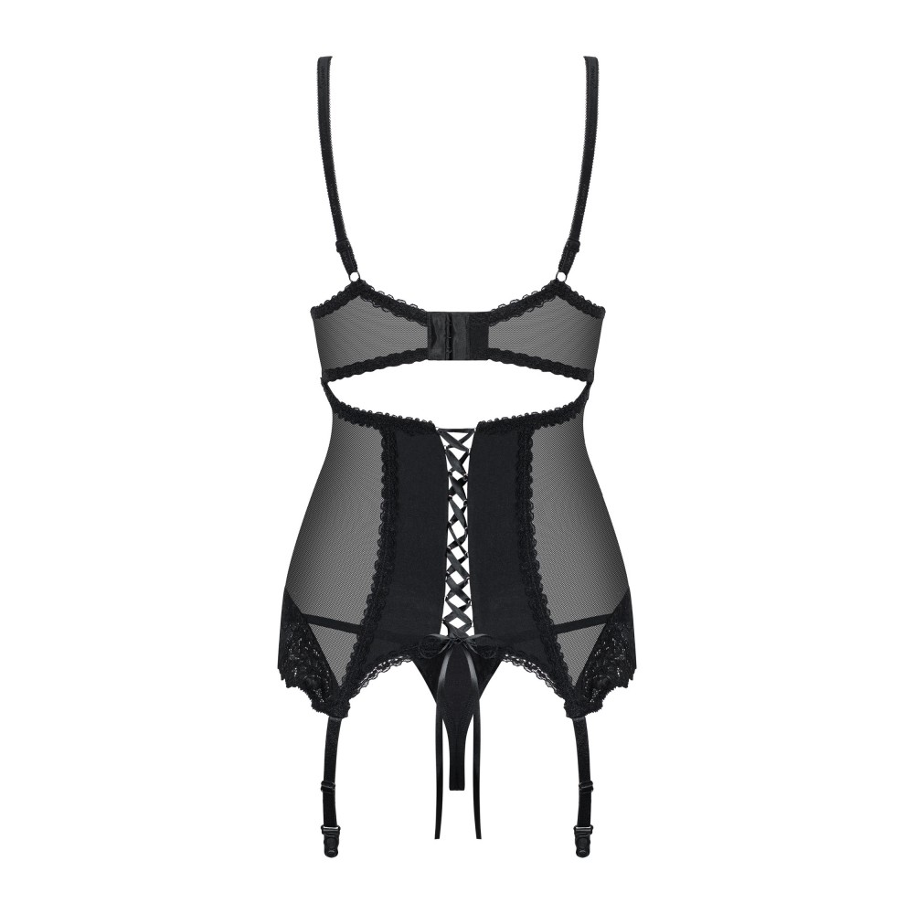 Комплект Obsessive Amallie корсет та стрінги L/XL