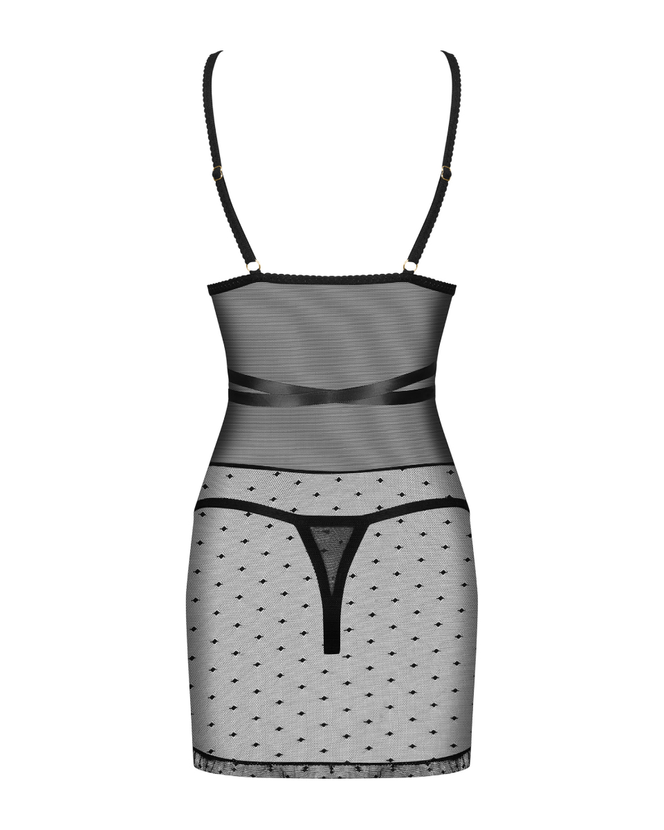 Комплект Obsessive Bowessa сорочка и трусики, черный, L/XL