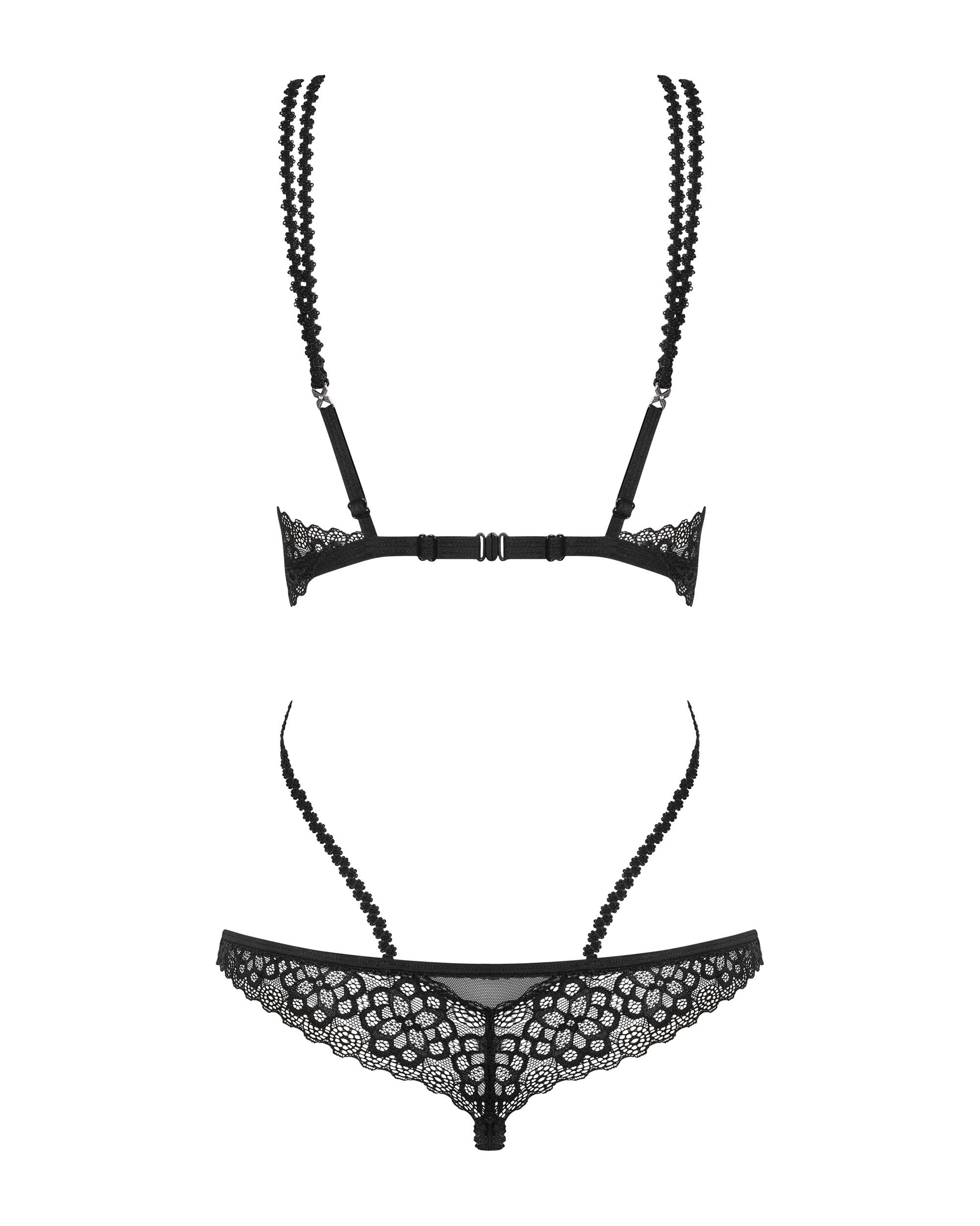 Боди Obsessive Liferia с открытой грудью, черное, S/M