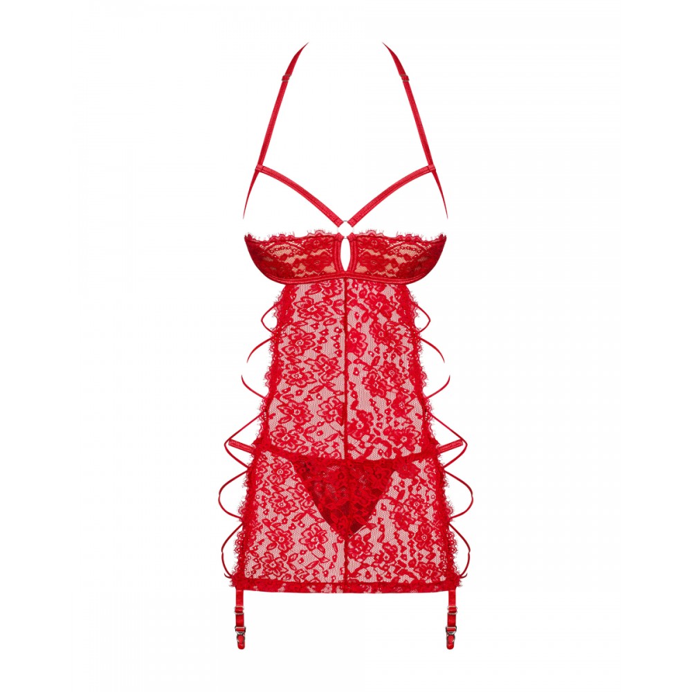 Пеньюар Obsessive Rediosa та стрінги L/XL