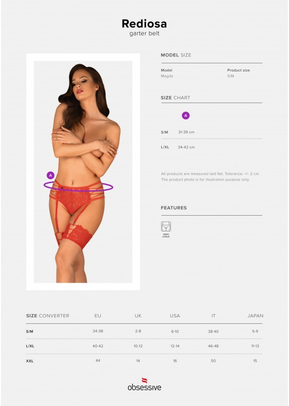 Пояс для панчох Obsessive Rediosa L/XL
