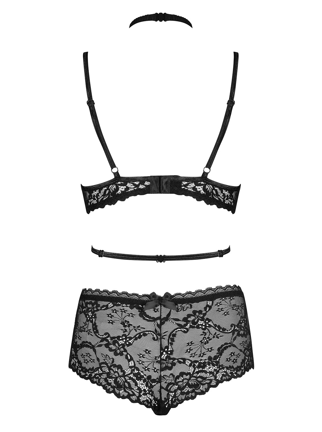 Комплект кружевного белья Obsessive RAQUELIA с чокером, черный, L/XL