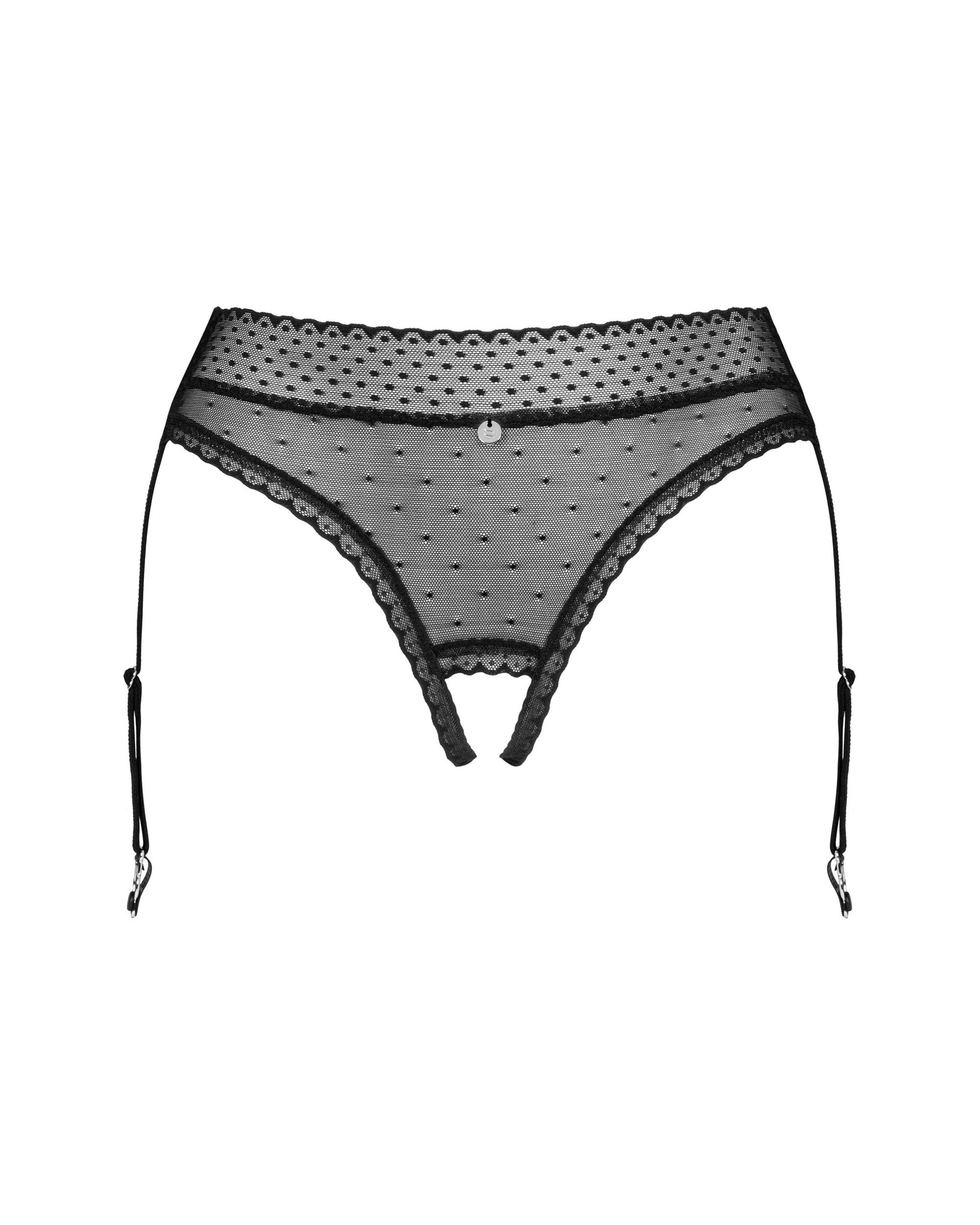 Трусики з пажами для панчох Obsessive LANELIA чорні, XS/S