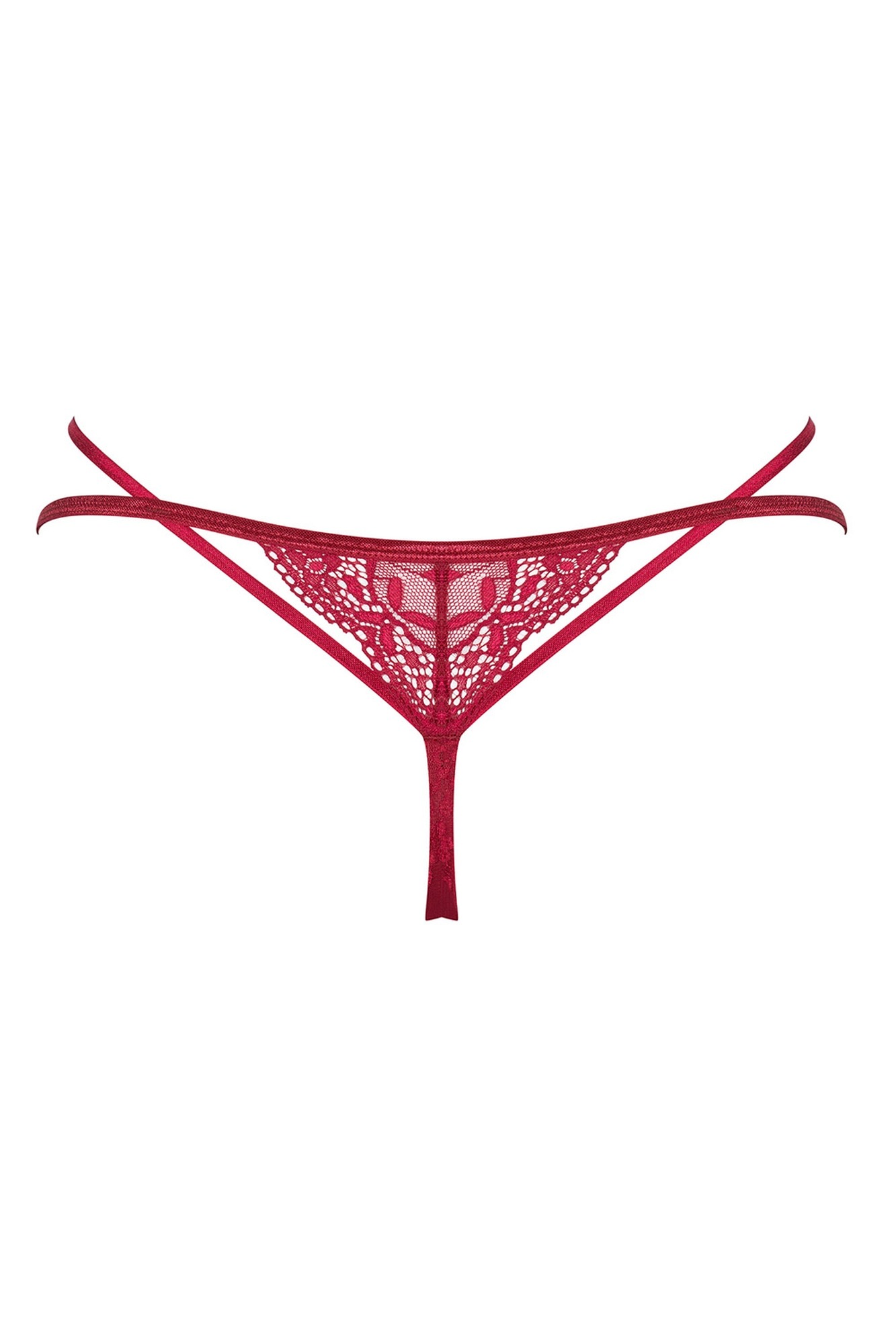 Трусики стринги кружевные Obsessive Ivetta, красный, L/XL