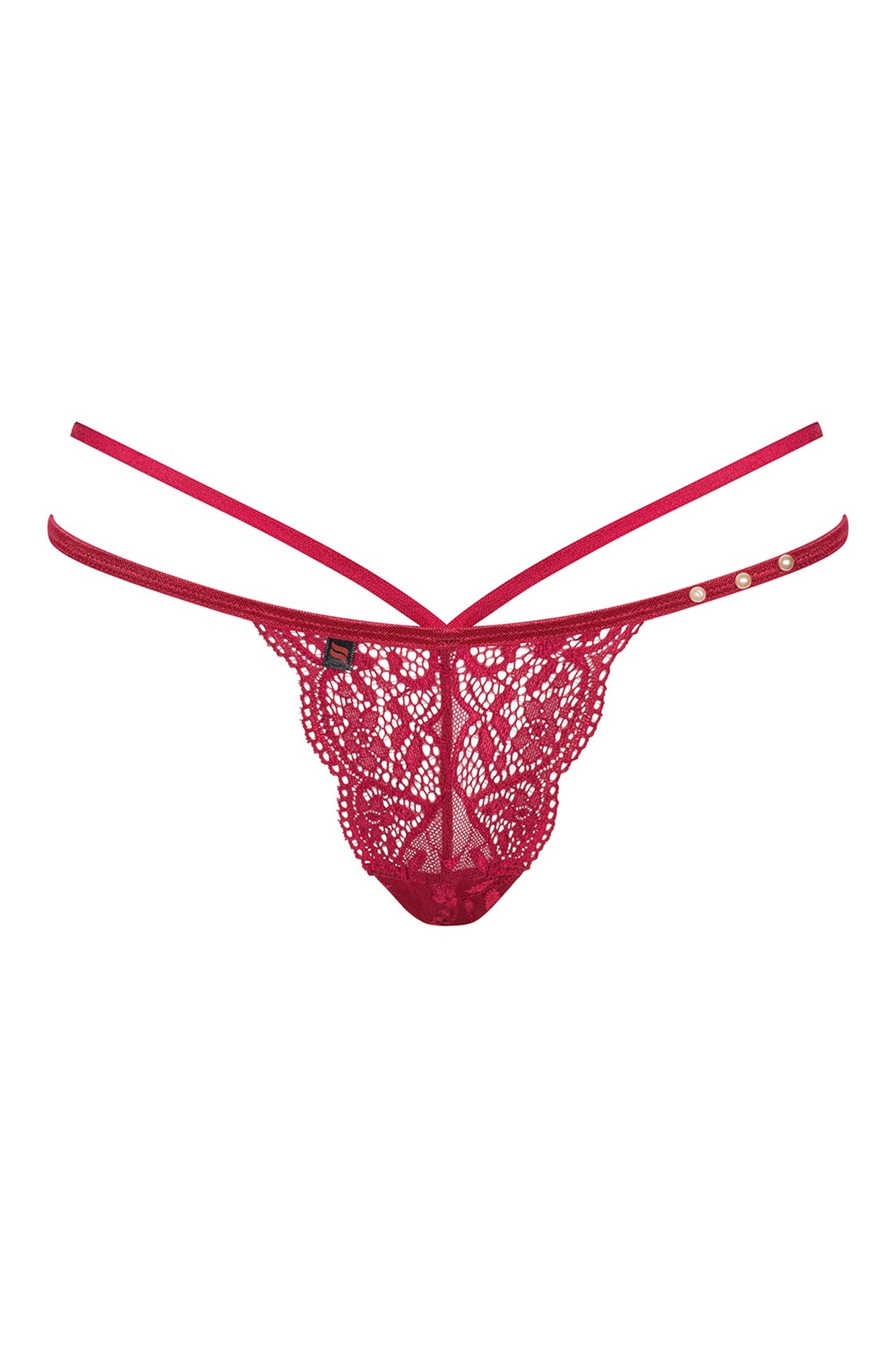 Трусики стринги кружевные Obsessive Ivetta, красный, L/XL
