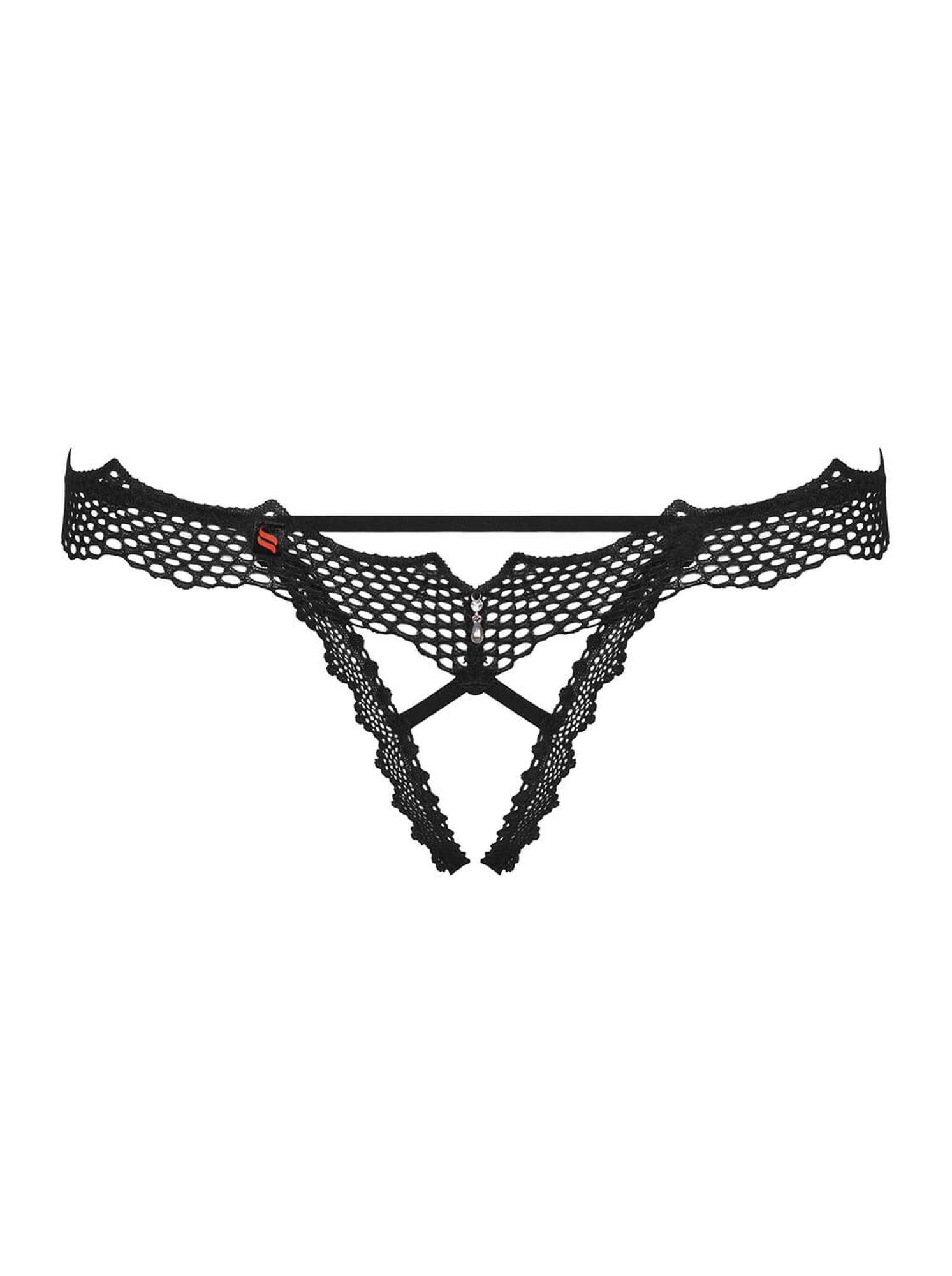 Трусики с открытым доступом Obsessive BRAVELLE черные, L/XL
