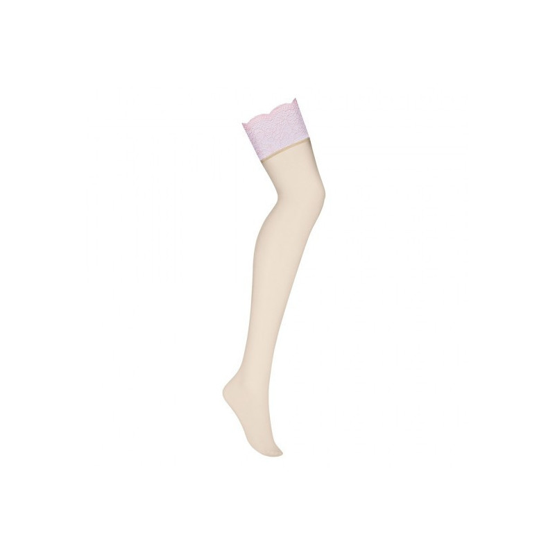 Панчохи під пояс Obsessive Girlly L/XL бежевий, рожевий