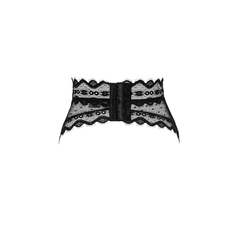 Пояс для панчох Obsessive Marrbel з візерунками, чорний, L/XL