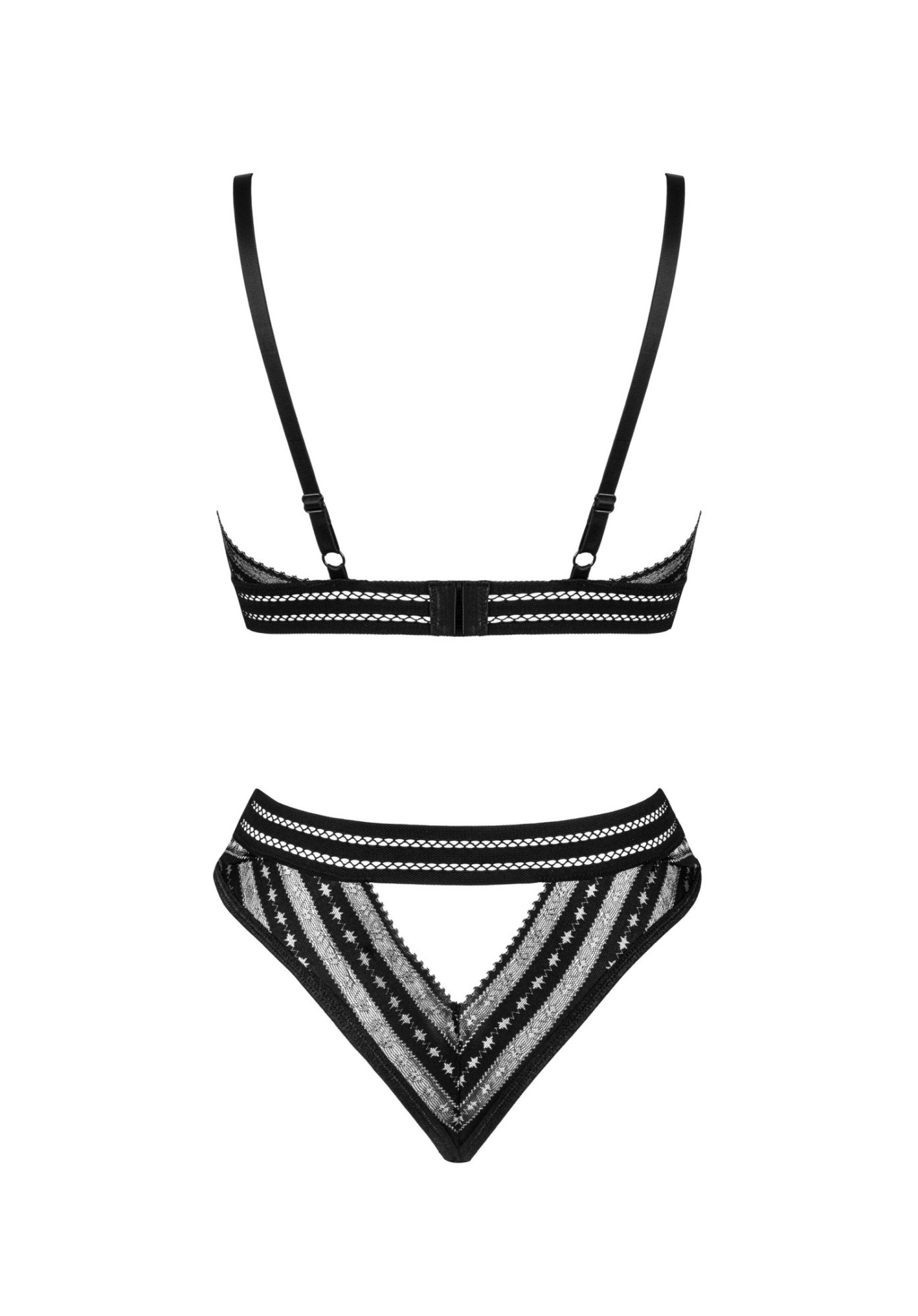 Комплект с геометрическим узором Obsessive Natilya, черный, XS/S