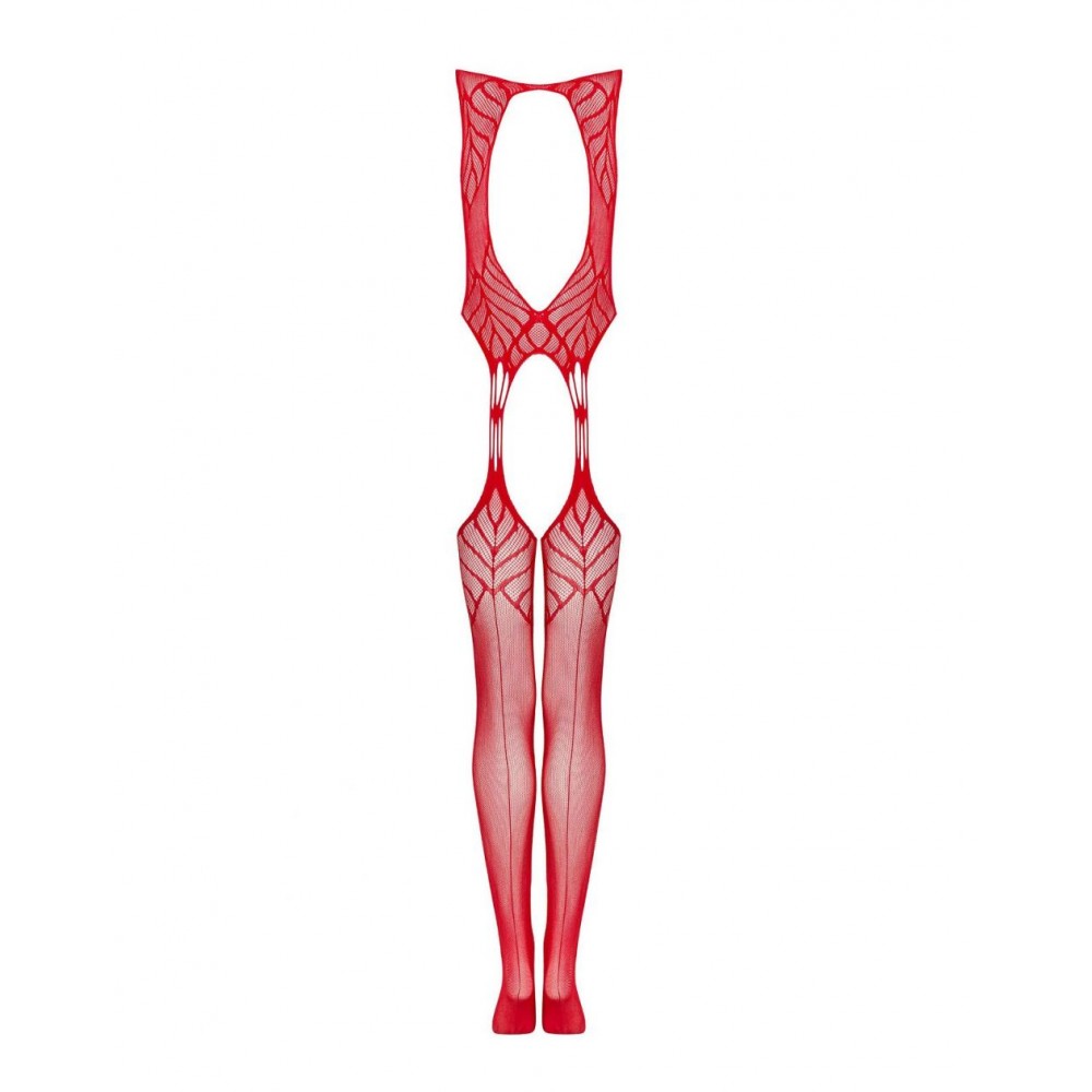 Бодистокинг с открытым доступом с узором Obsessive N122 красный, S/M/L