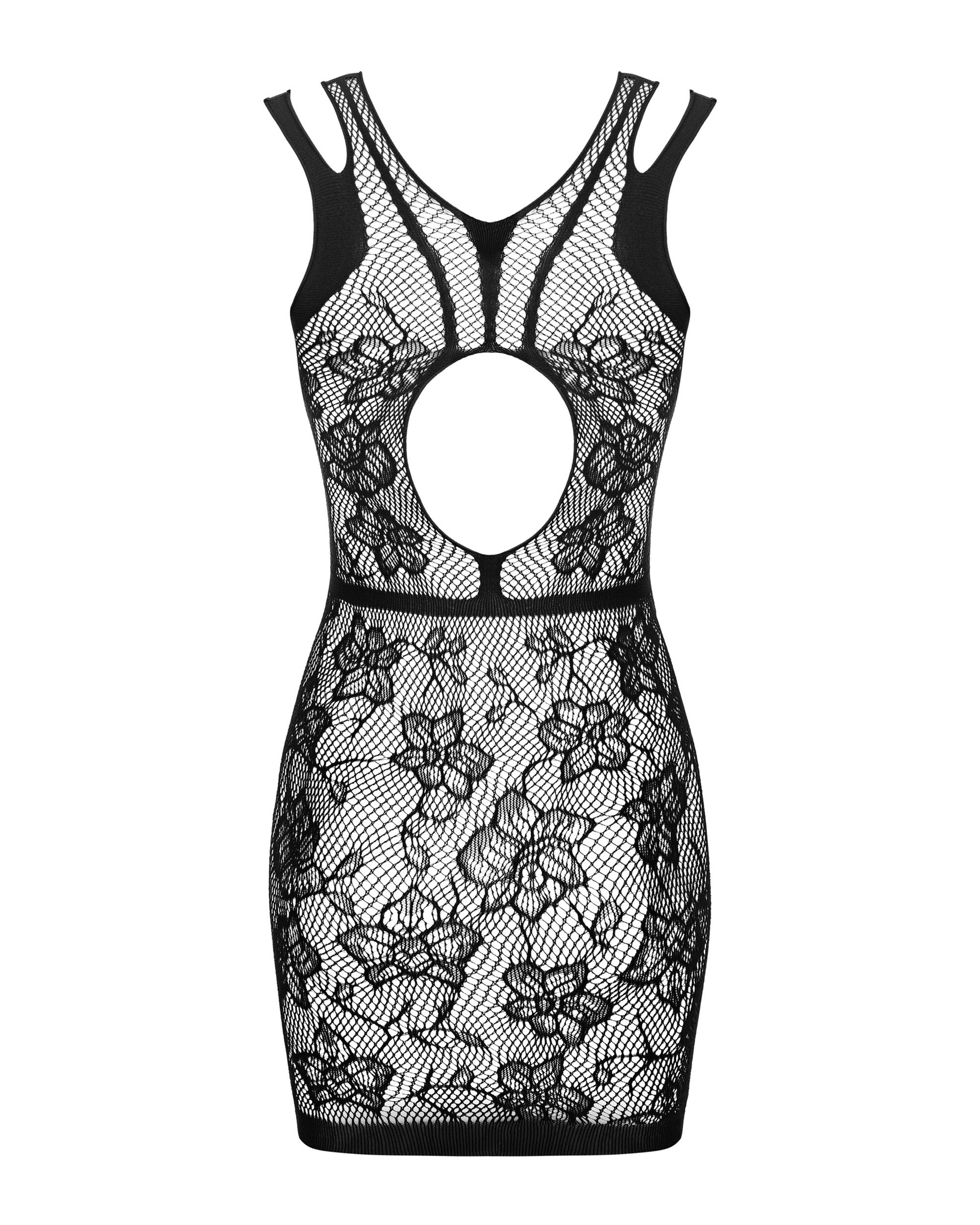 Платье сетка с цветочным узором Obsessive D239 черный, S/M/L