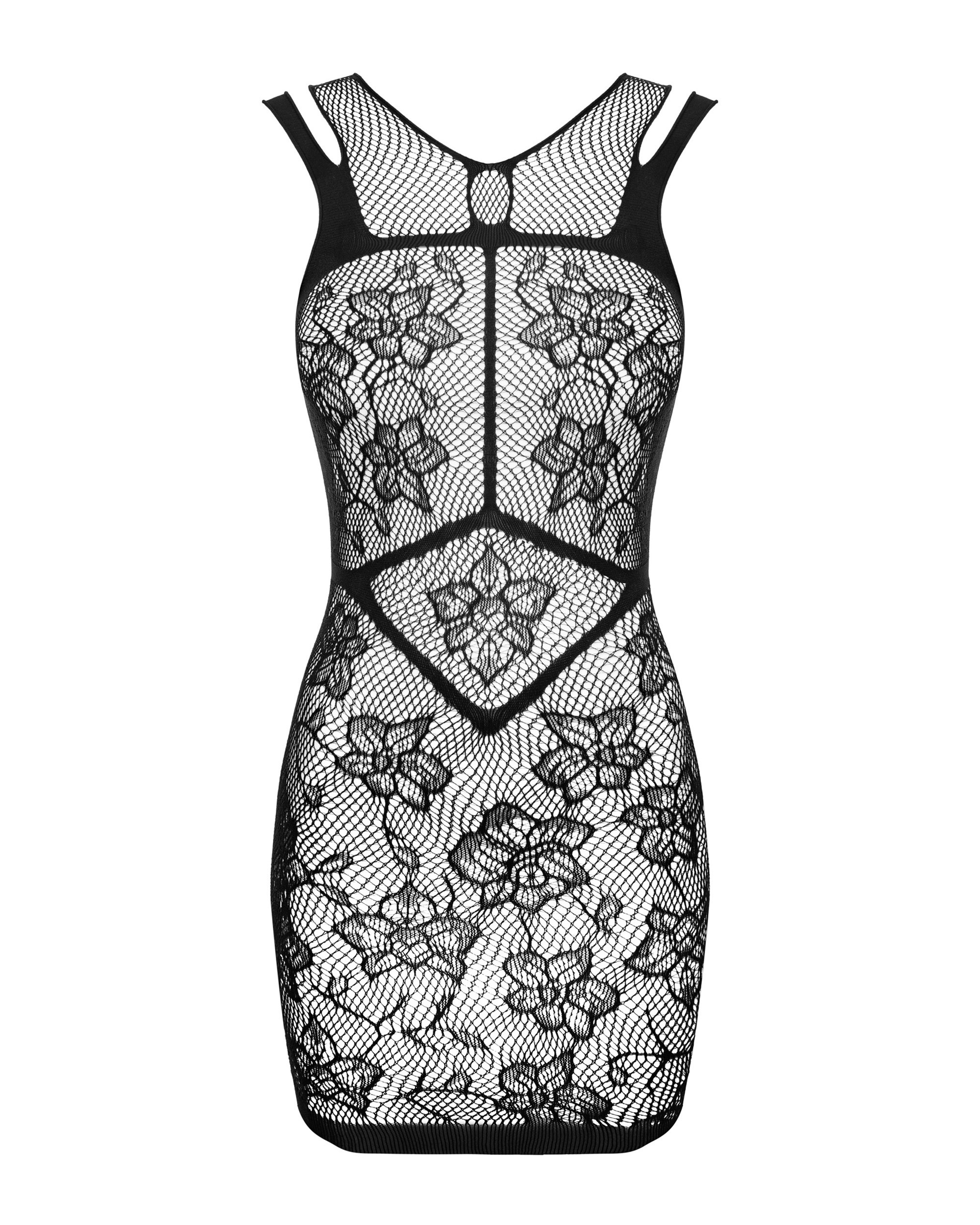 Платье сетка с цветочным узором Obsessive D239 черный, S/M/L