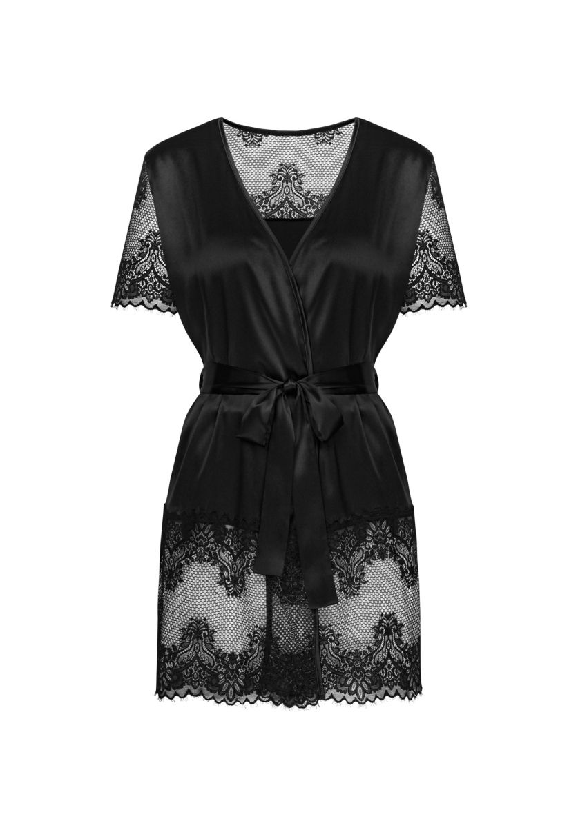 Сексуальний чорний халат Obssesive Maderris peignoir M/L