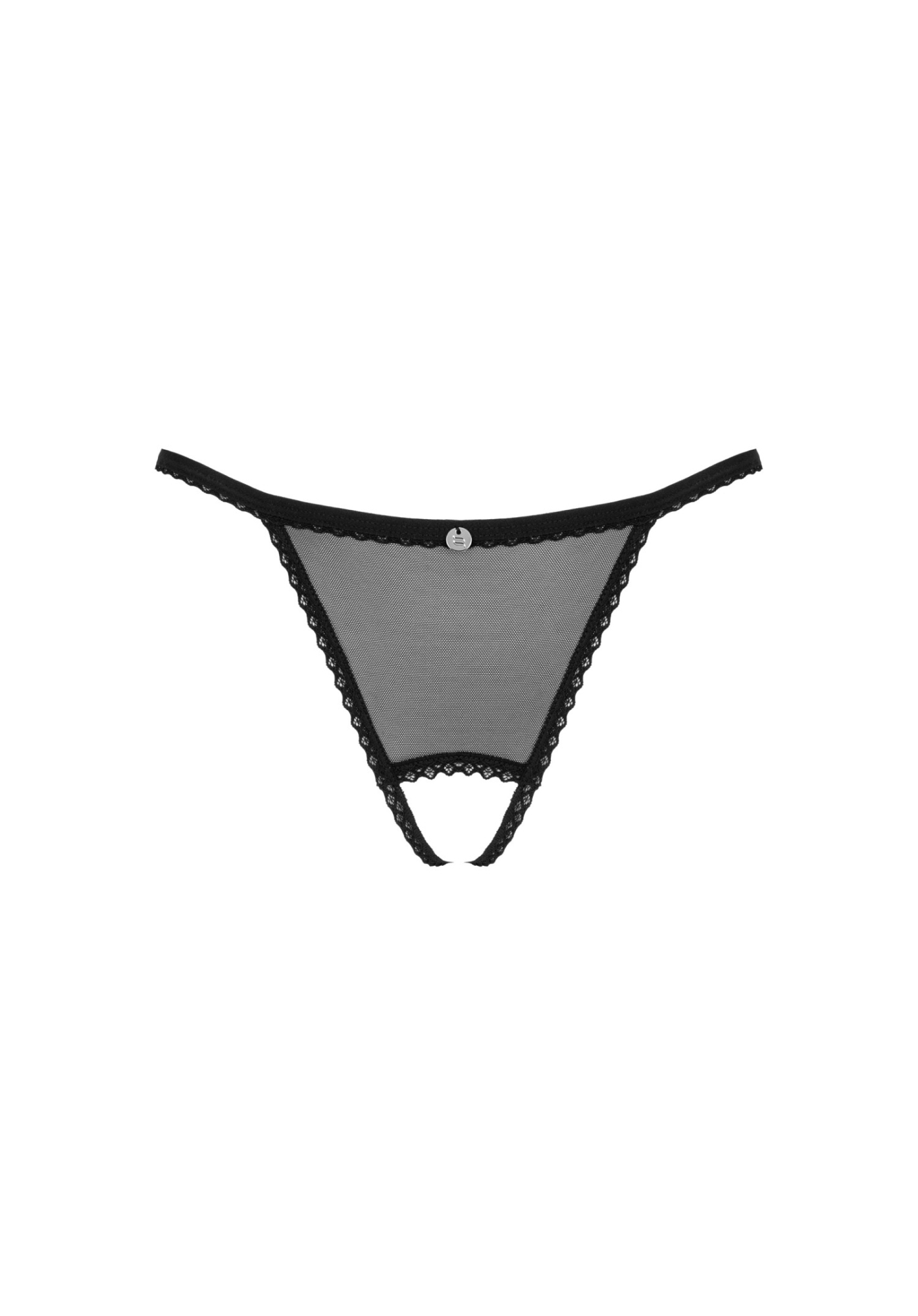 Трусики из сетки с красивым акцентом в виде вышивки сзади Obsessive Celia Noir черный, XS/S