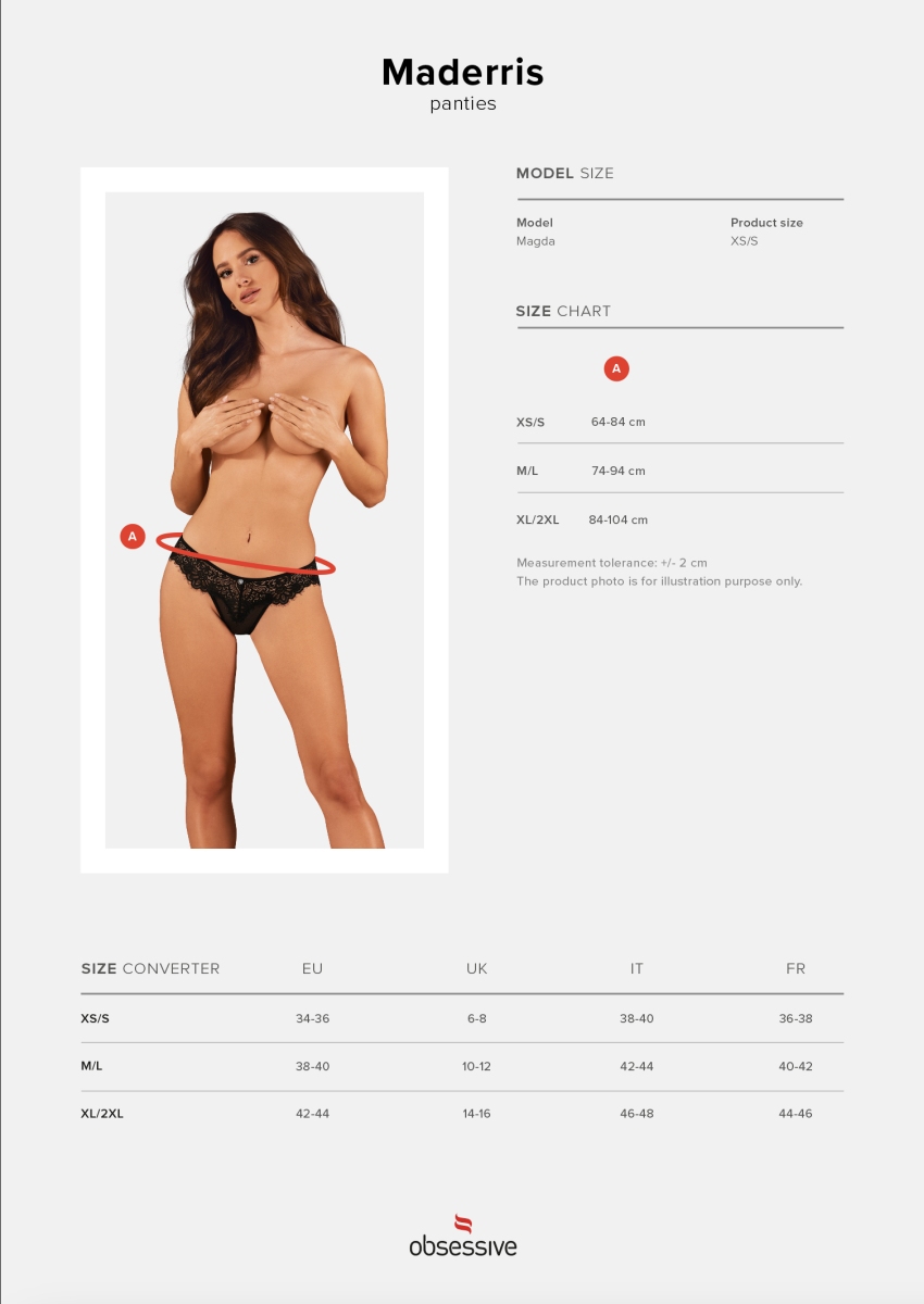 Трусики Maderris panties Obsessive чорні, XS/S